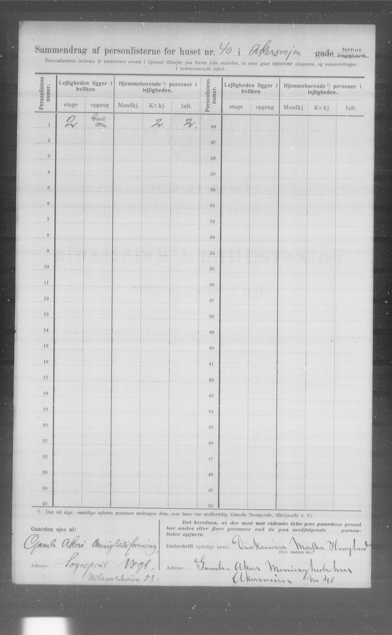 OBA, Municipal Census 1907 for Kristiania, 1907, p. 604