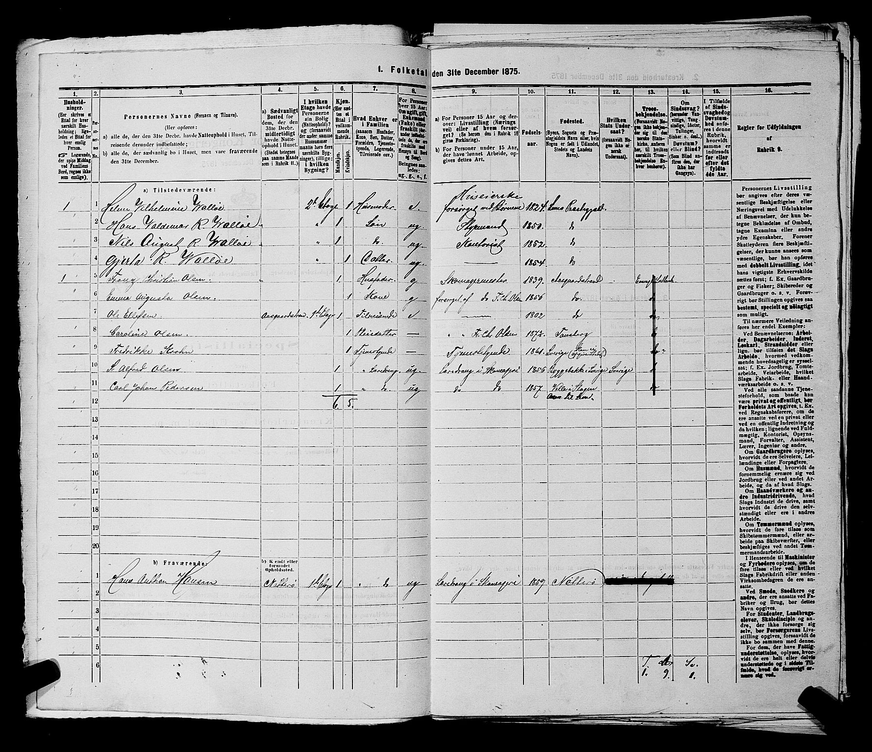 SAKO, 1875 census for 0705P Tønsberg, 1875, p. 487