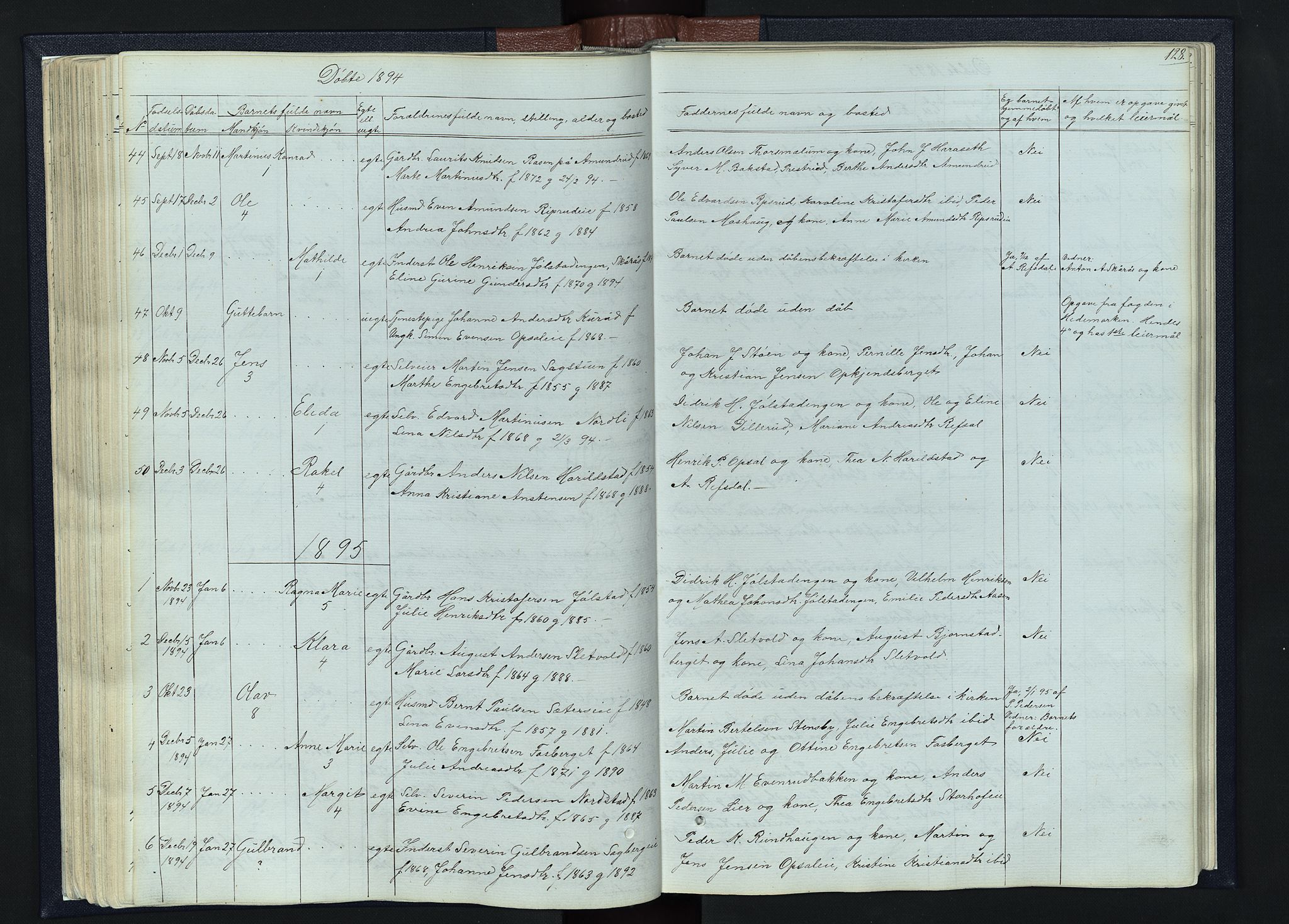 Romedal prestekontor, SAH/PREST-004/L/L0010: Parish register (copy) no. 10, 1860-1895, p. 128