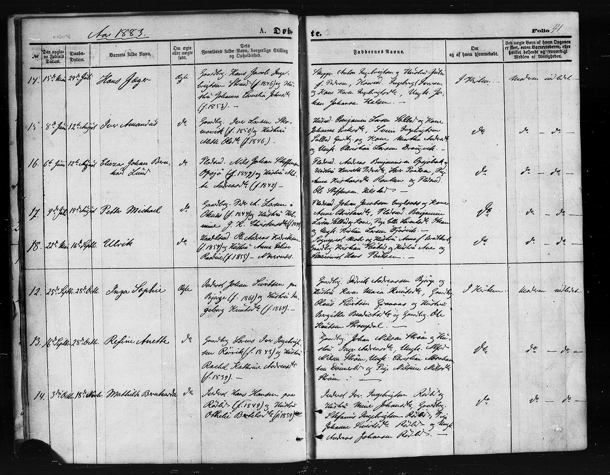 Ministerialprotokoller, klokkerbøker og fødselsregistre - Nordland, AV/SAT-A-1459/814/L0225: Parish register (official) no. 814A06, 1875-1885, p. 41