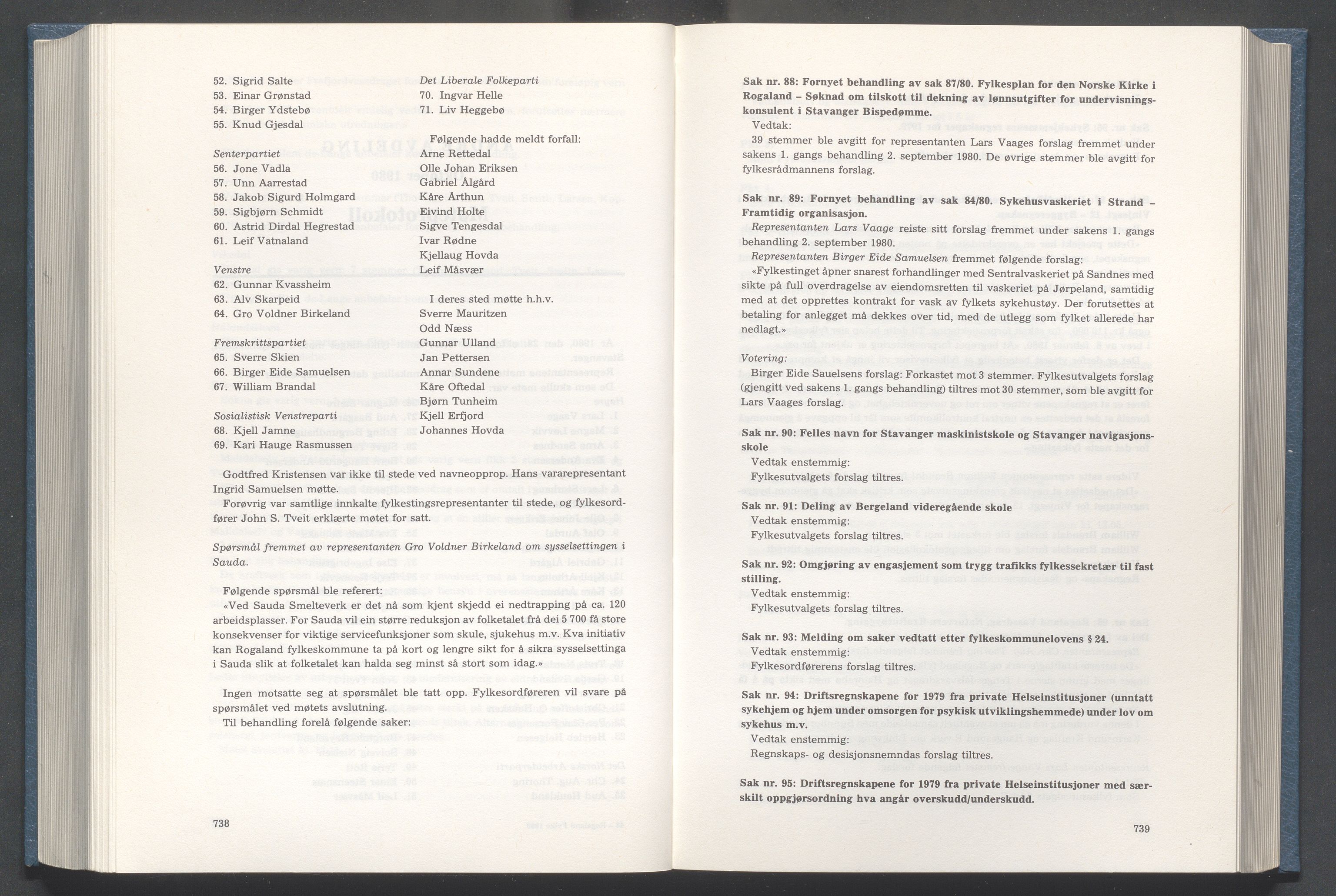 Rogaland fylkeskommune - Fylkesrådmannen , IKAR/A-900/A/Aa/Aaa/L0100: Møtebok , 1980, p. 738-739