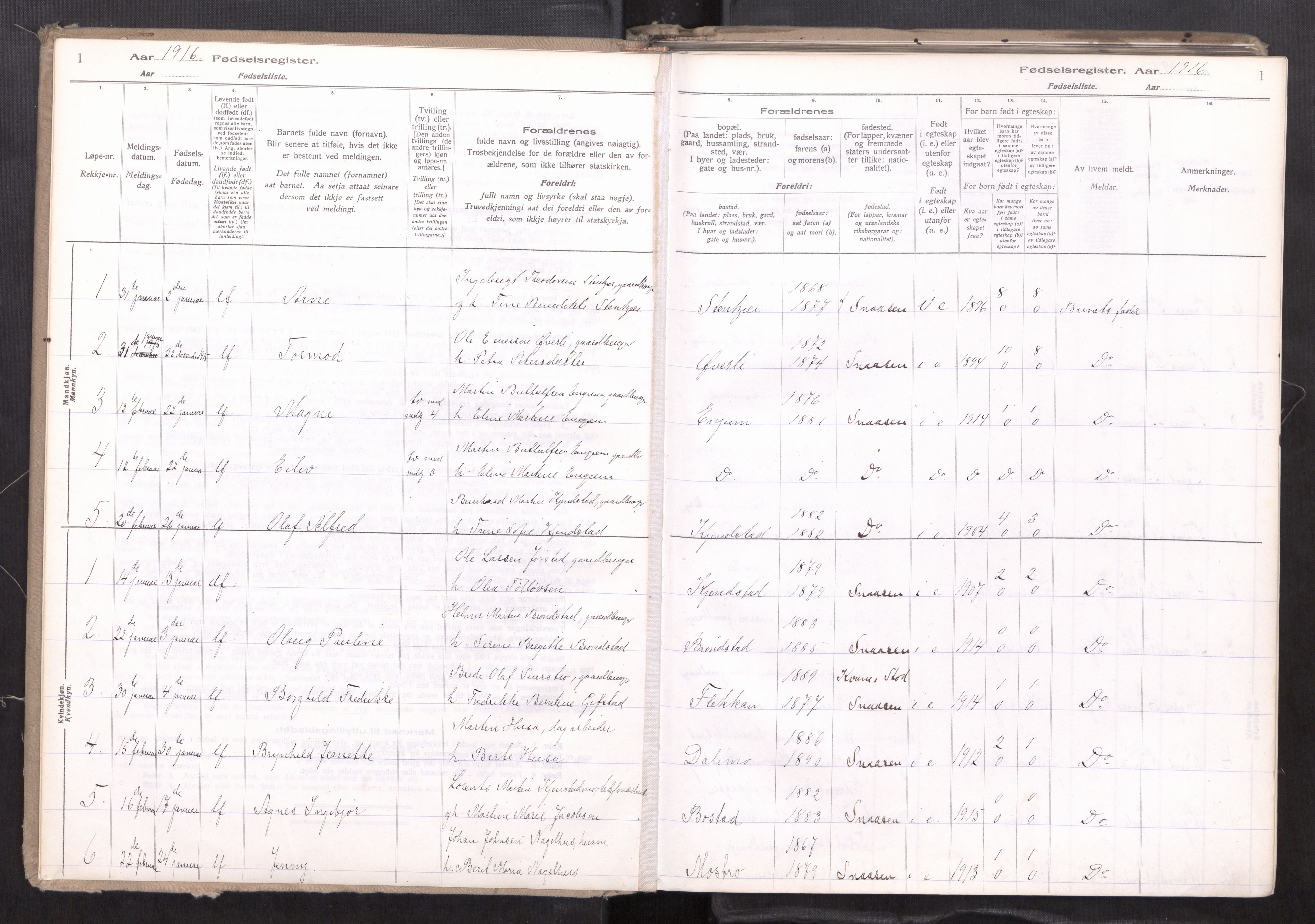 Ministerialprotokoller, klokkerbøker og fødselsregistre - Nord-Trøndelag, AV/SAT-A-1458/749/L0489: Birth register no. 749---, 1916-1946, p. 1