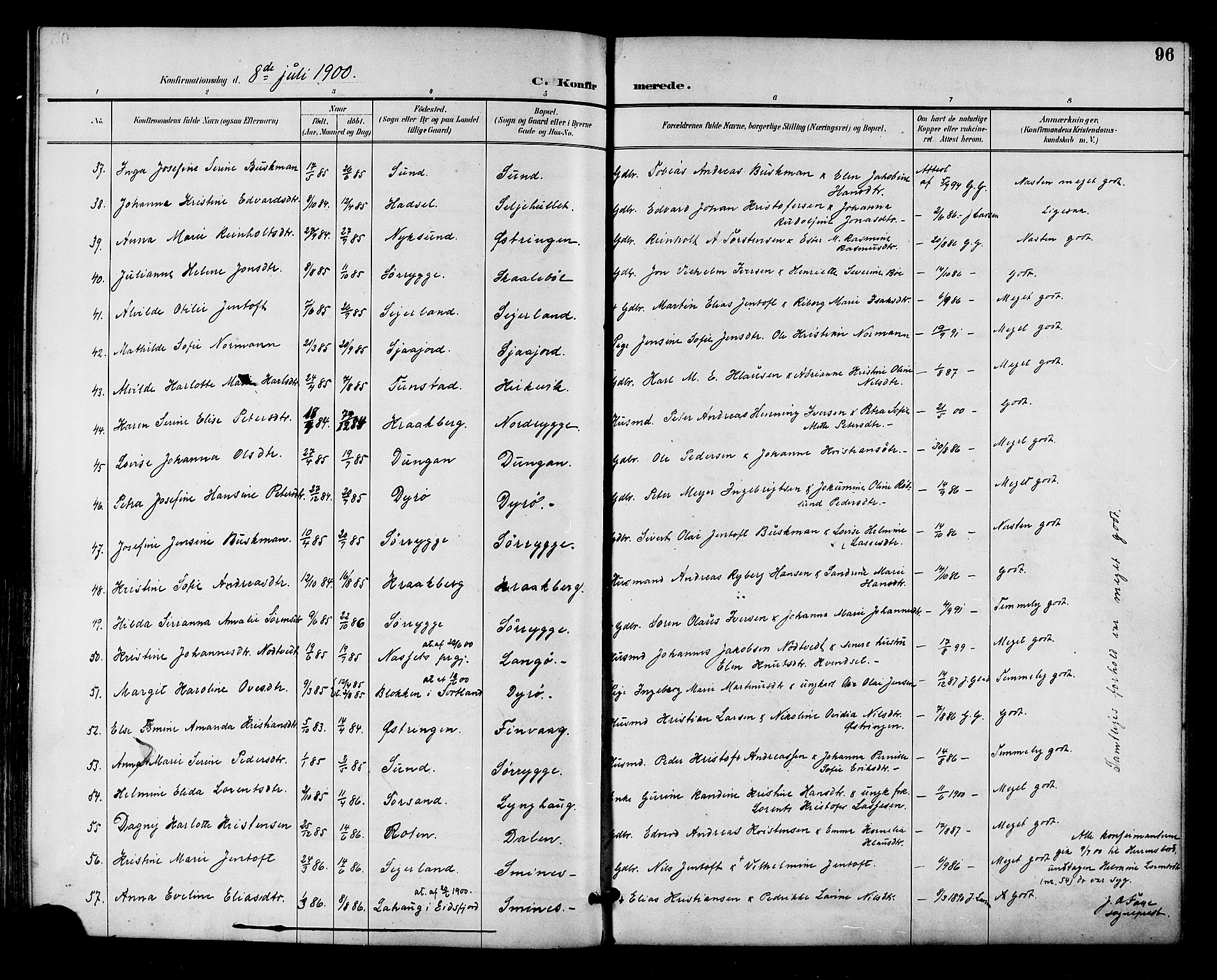 Ministerialprotokoller, klokkerbøker og fødselsregistre - Nordland, SAT/A-1459/893/L1338: Parish register (official) no. 893A10, 1894-1903, p. 96