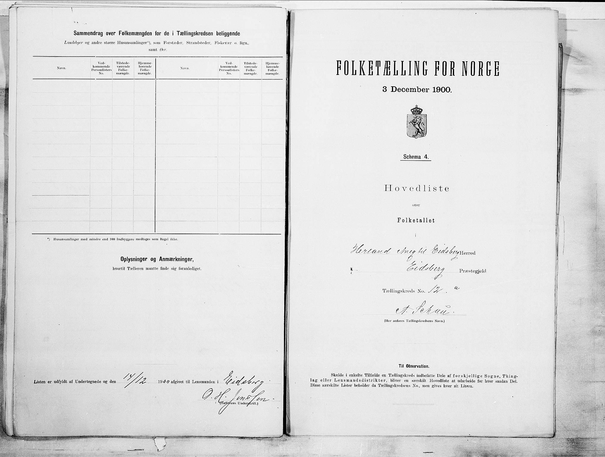 SAO, 1900 census for Eidsberg, 1900, p. 28