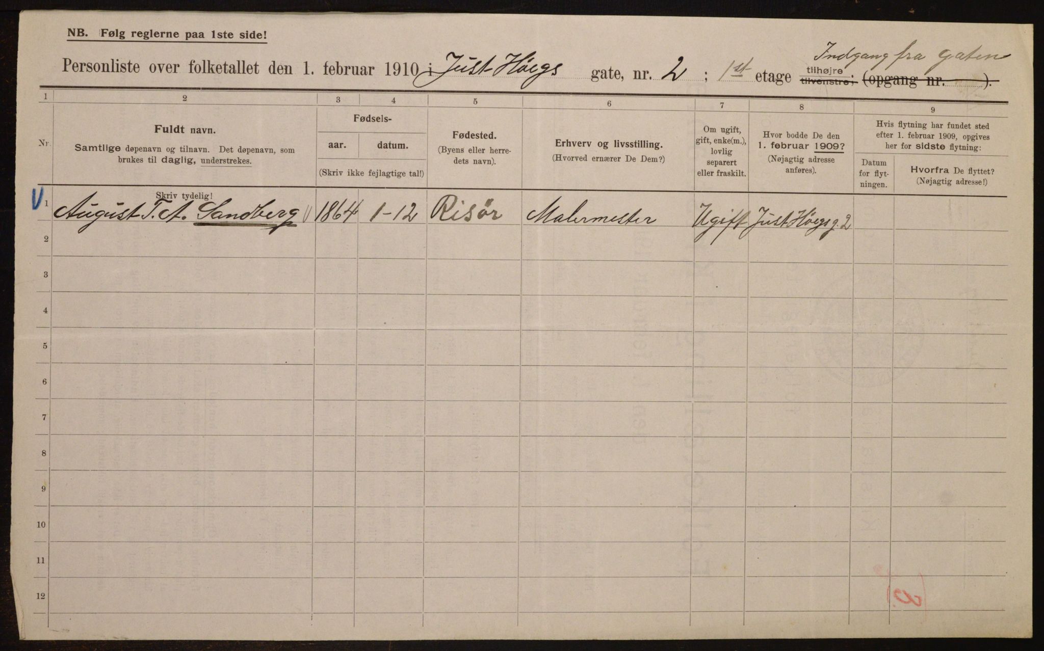 OBA, Municipal Census 1910 for Kristiania, 1910, p. 46298