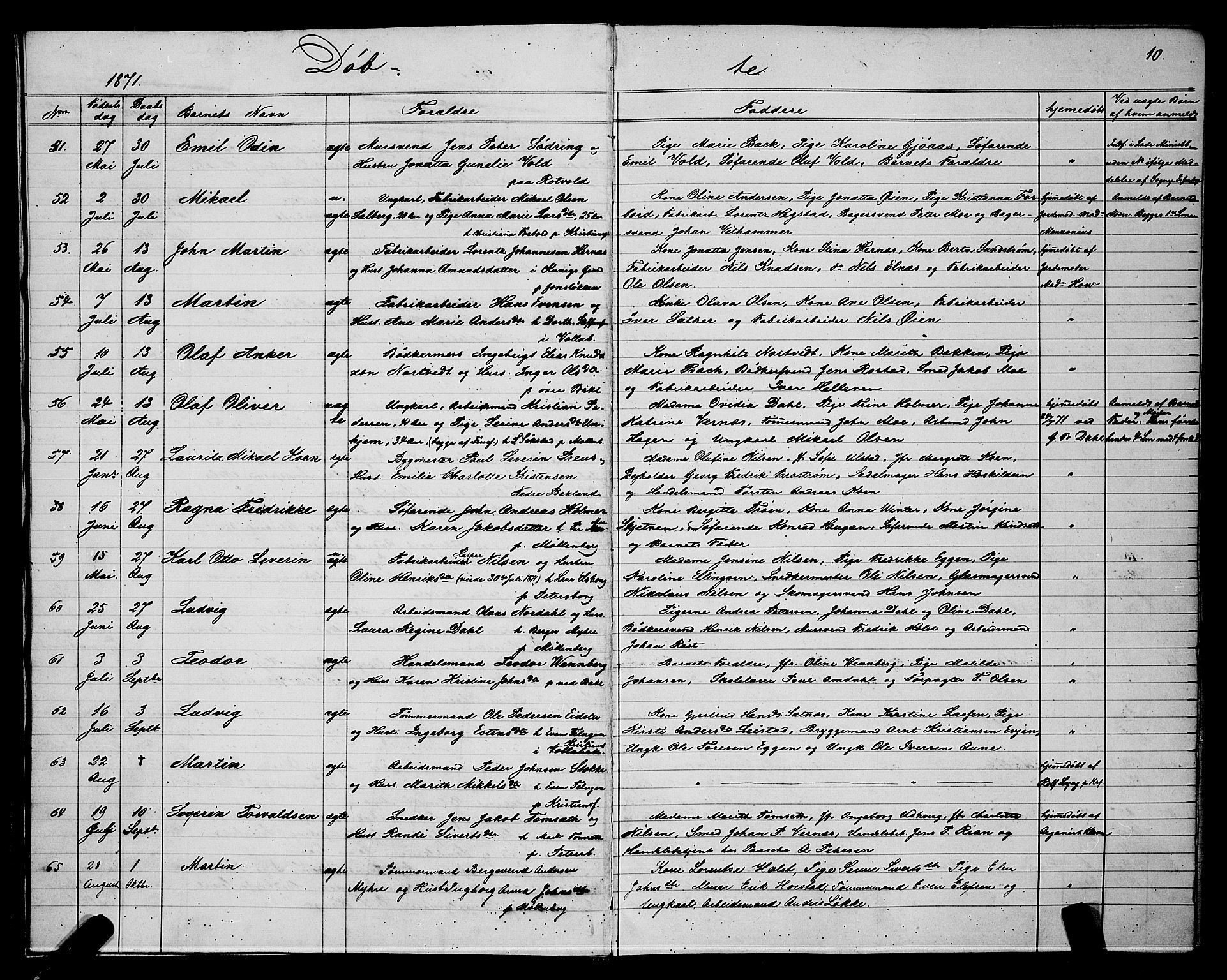 Ministerialprotokoller, klokkerbøker og fødselsregistre - Sør-Trøndelag, SAT/A-1456/604/L0220: Parish register (copy) no. 604C03, 1870-1885, p. 10
