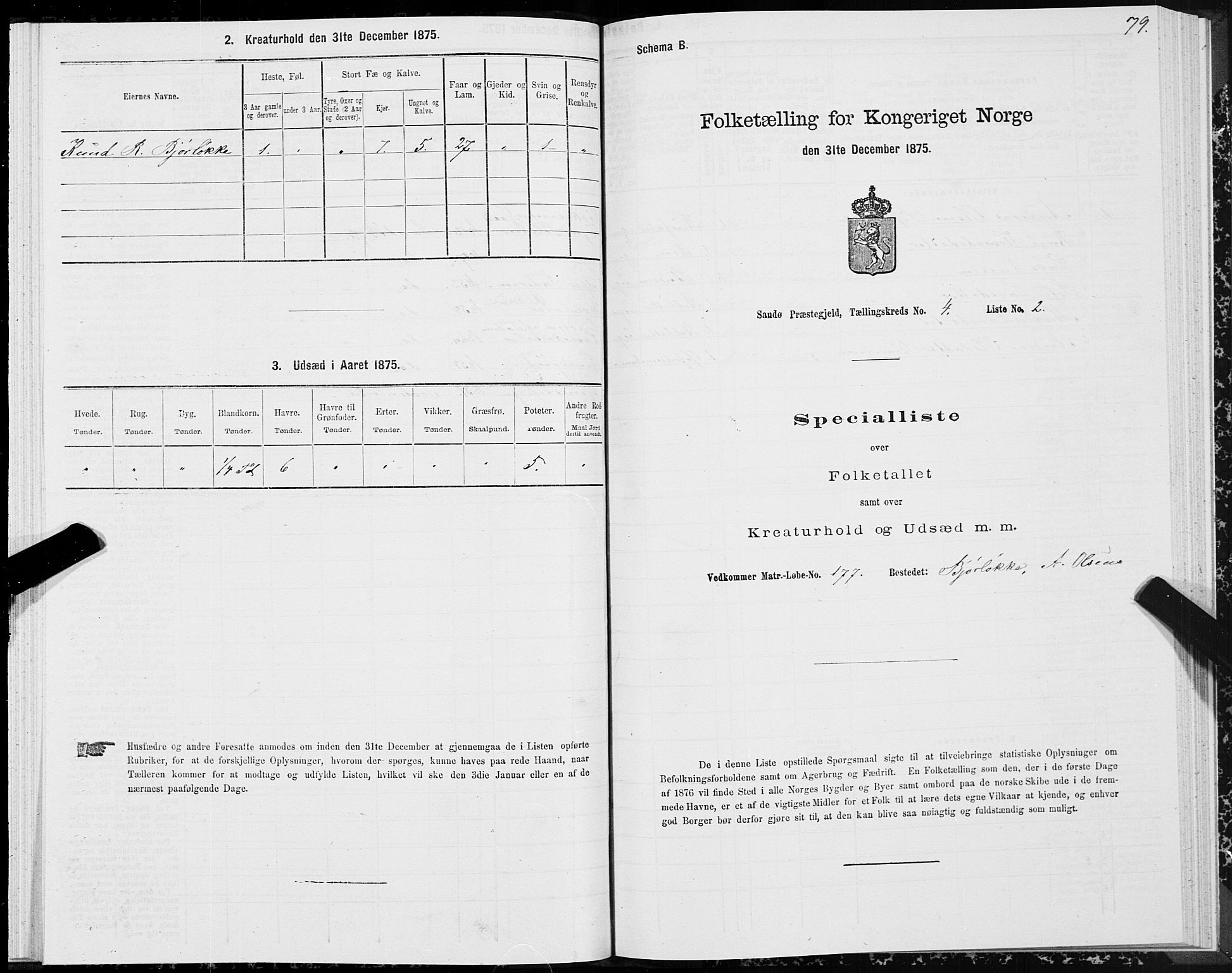 SAT, 1875 census for 1514P Sande, 1875, p. 2079