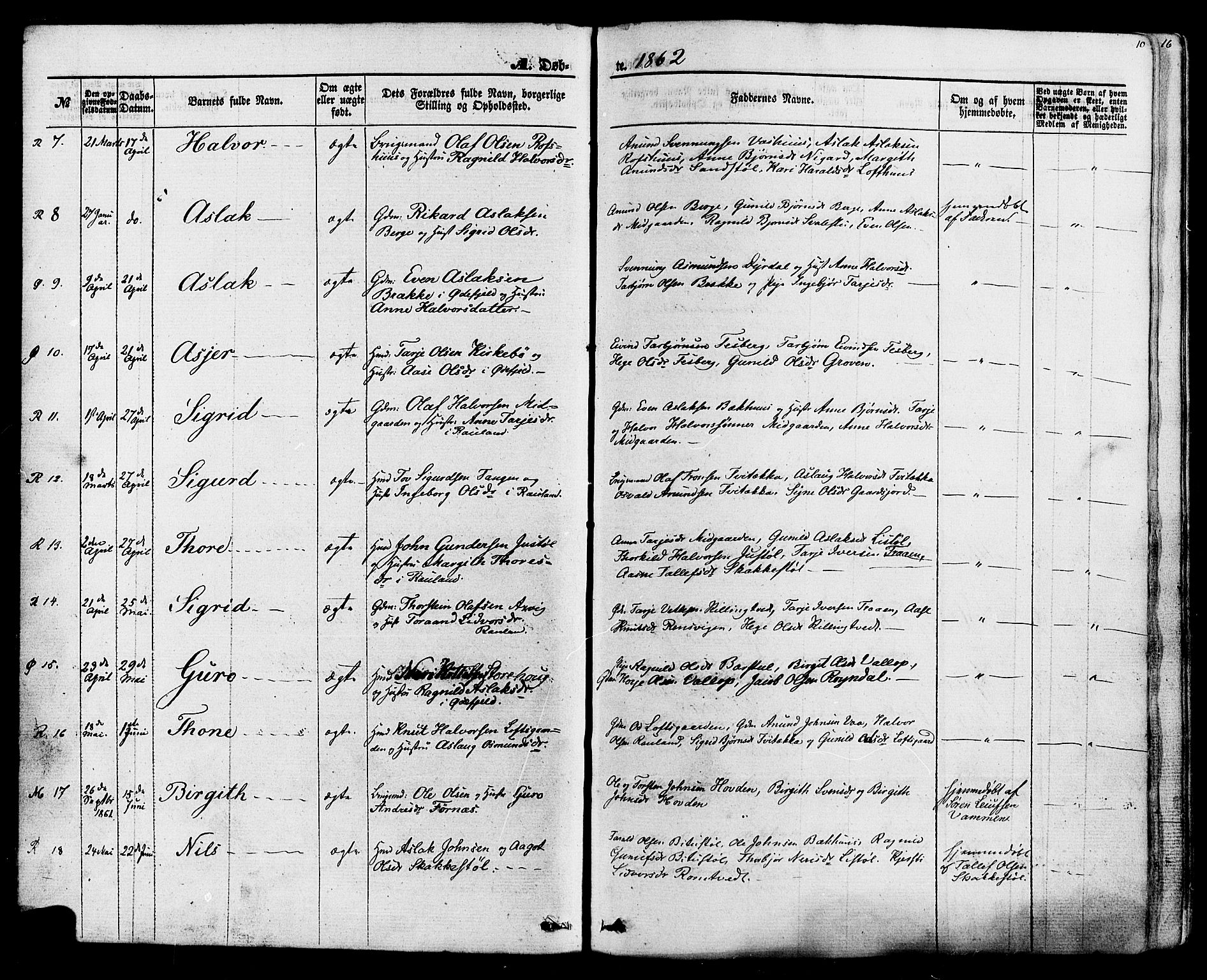 Rauland kirkebøker, SAKO/A-292/F/Fa/L0003: Parish register (official) no. 3, 1859-1886, p. 10