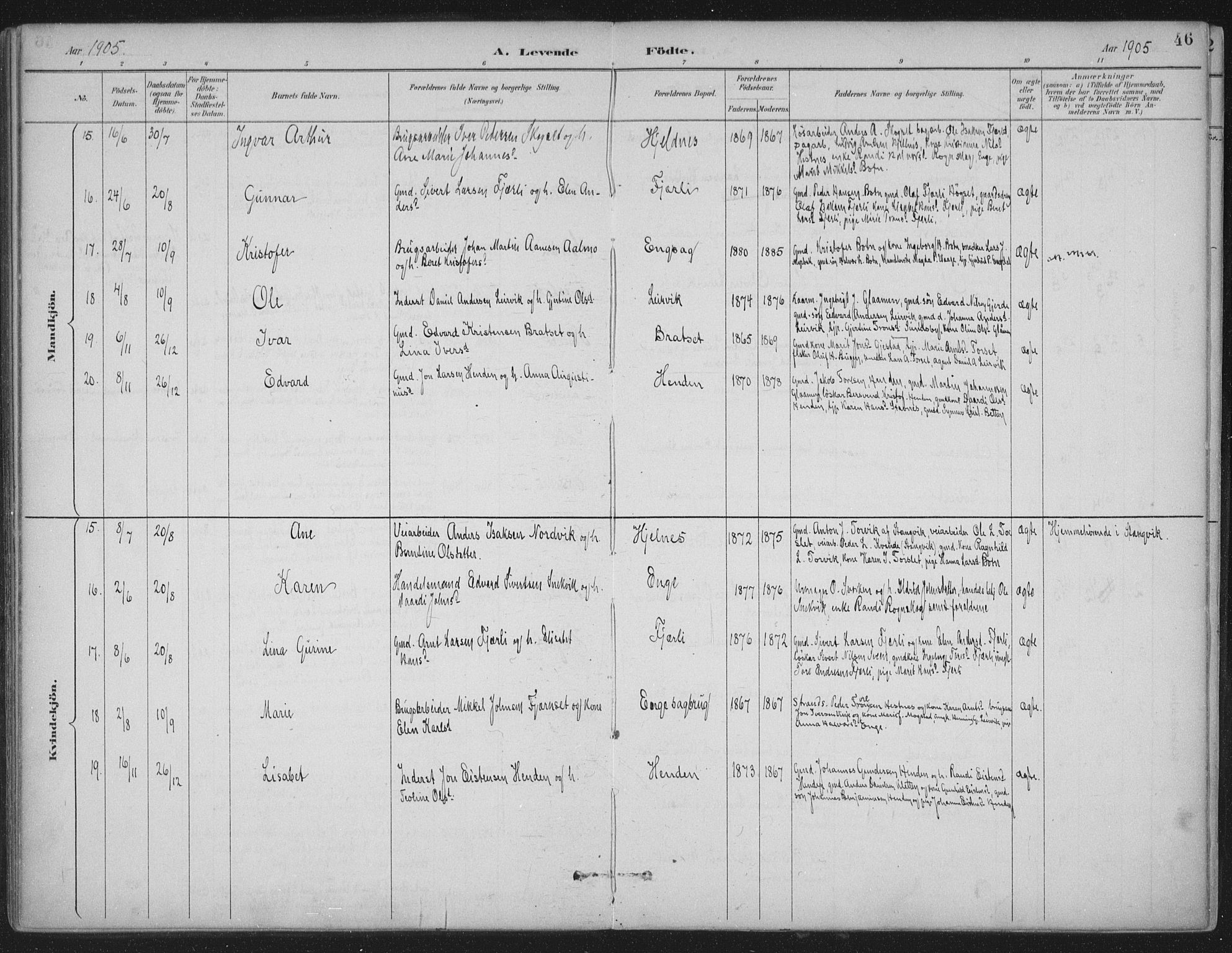 Ministerialprotokoller, klokkerbøker og fødselsregistre - Møre og Romsdal, AV/SAT-A-1454/580/L0925: Parish register (official) no. 580A02, 1888-1913, p. 46