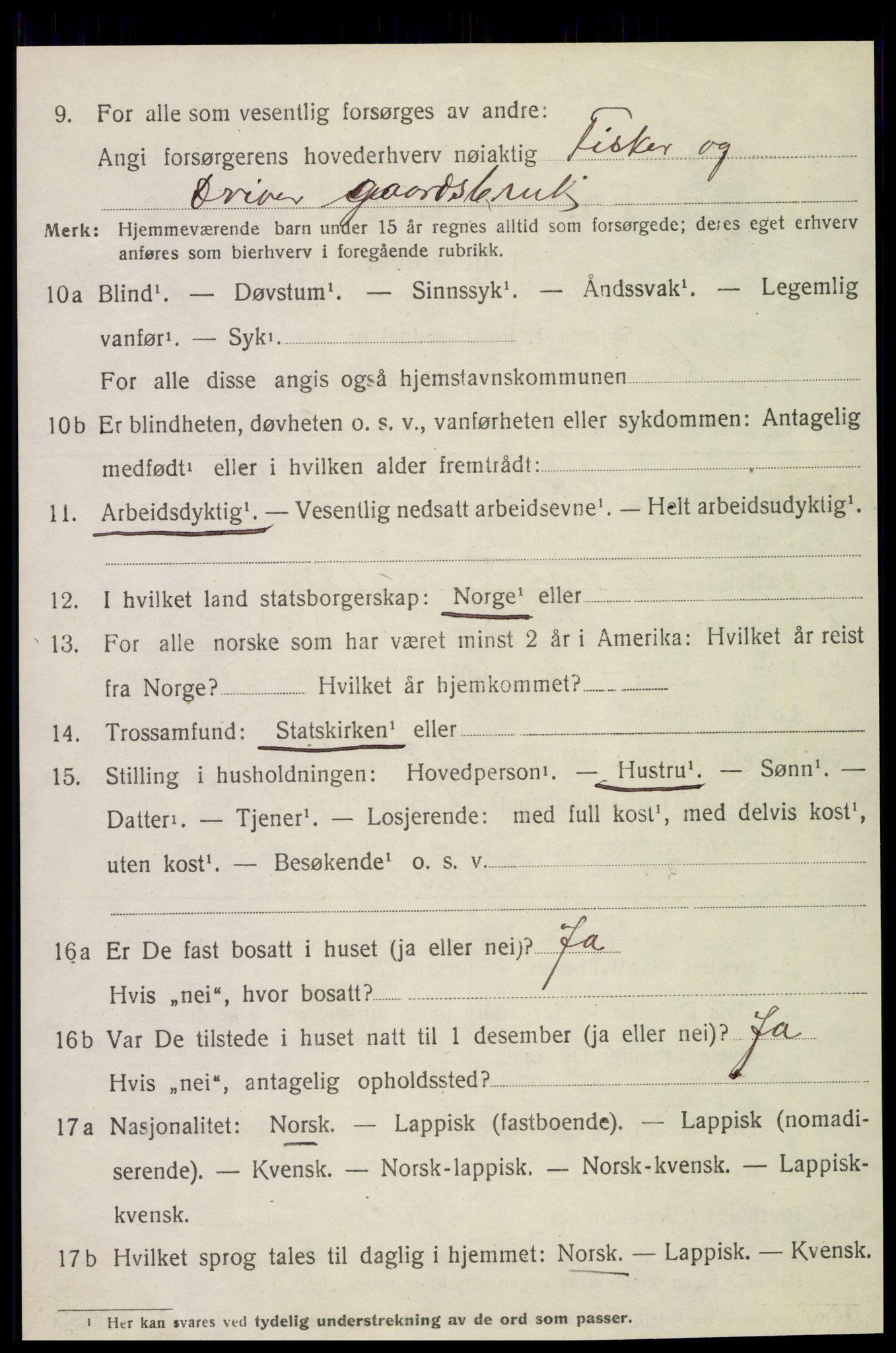 SAT, 1920 census for Lurøy, 1920, p. 3920