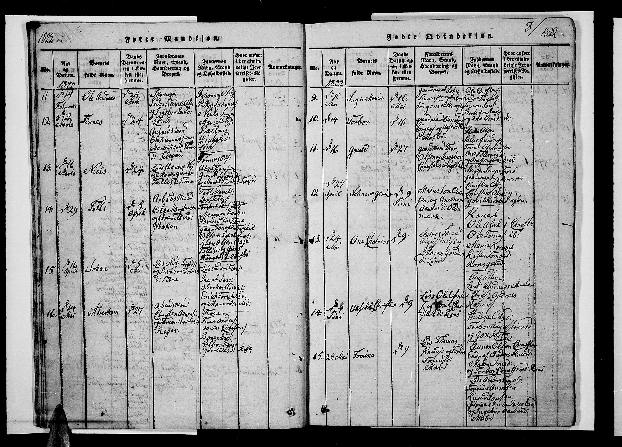 Oddernes sokneprestkontor, AV/SAK-1111-0033/F/Fb/Fba/L0003: Parish register (copy) no. B 3, 1820-1838, p. 8