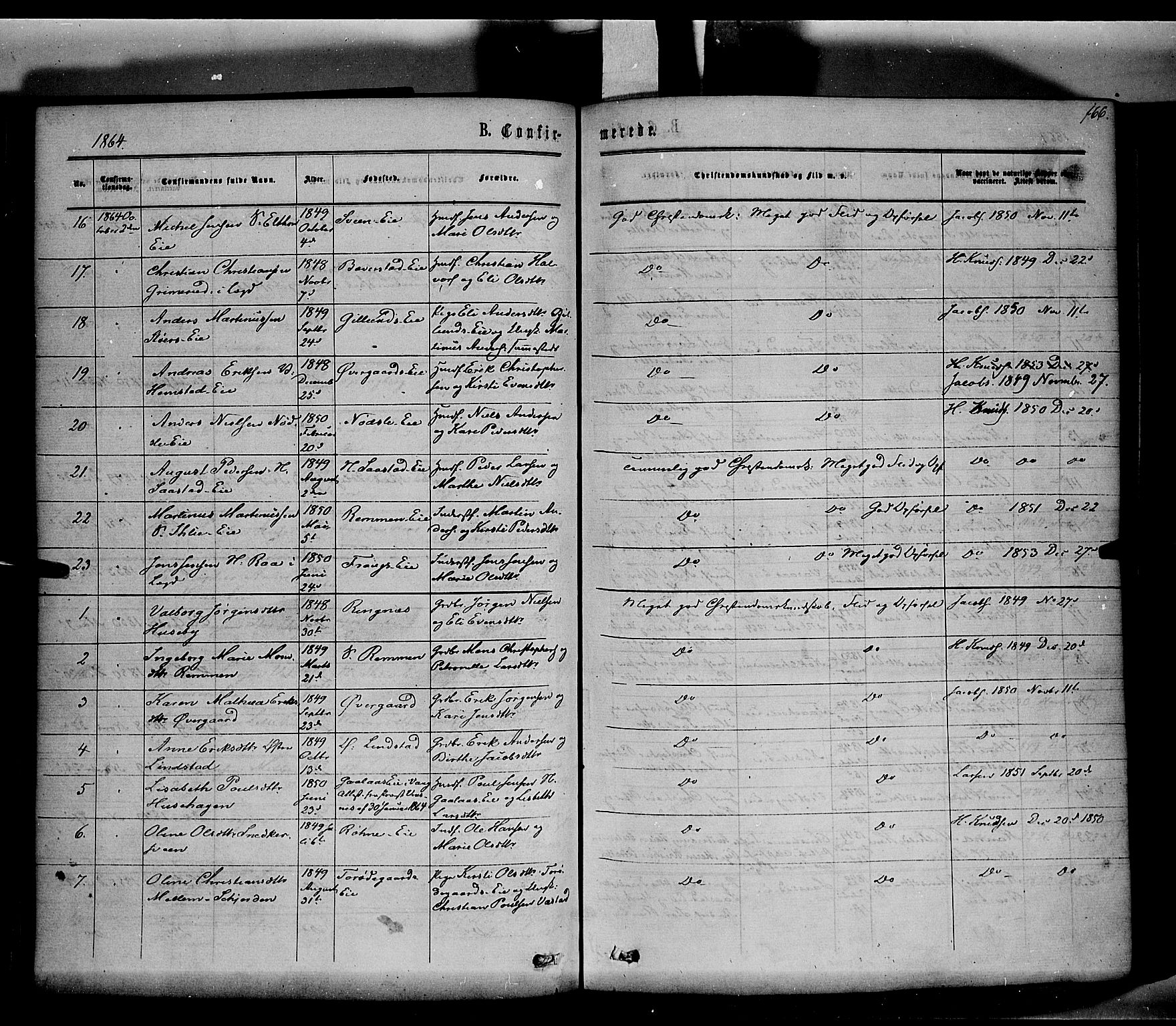Stange prestekontor, SAH/PREST-002/K/L0013: Parish register (official) no. 13, 1862-1879, p. 166
