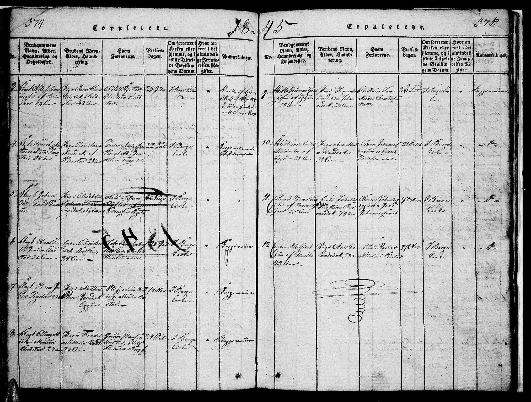 Ministerialprotokoller, klokkerbøker og fødselsregistre - Nordland, AV/SAT-A-1459/880/L1139: Parish register (copy) no. 880C01, 1836-1857, p. 374-375