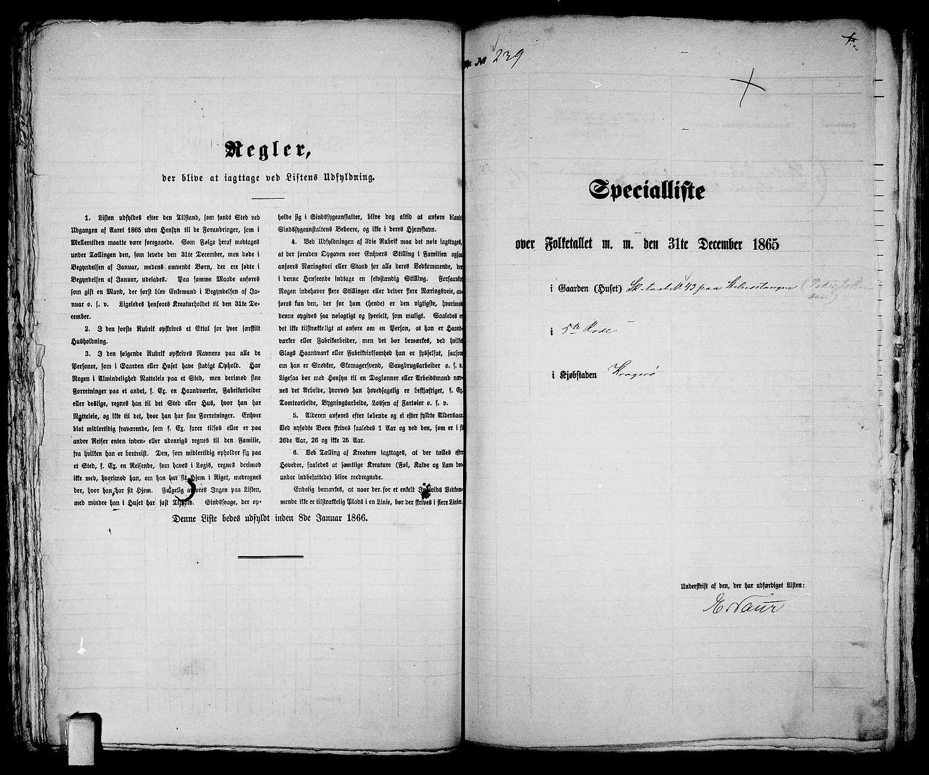 RA, 1865 census for Kragerø/Kragerø, 1865, p. 488