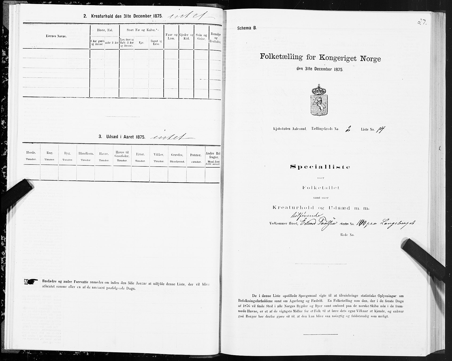 SAT, 1875 census for 1501P Ålesund, 1875, p. 2027