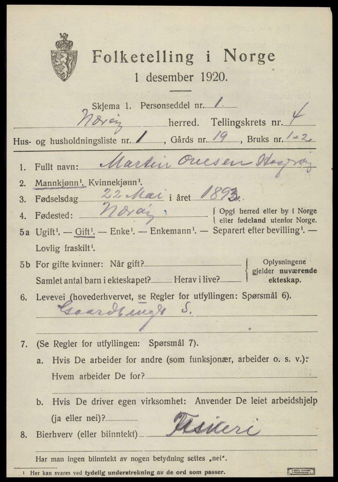 SAT, 1920 census for Nærøy, 1920, p. 2097