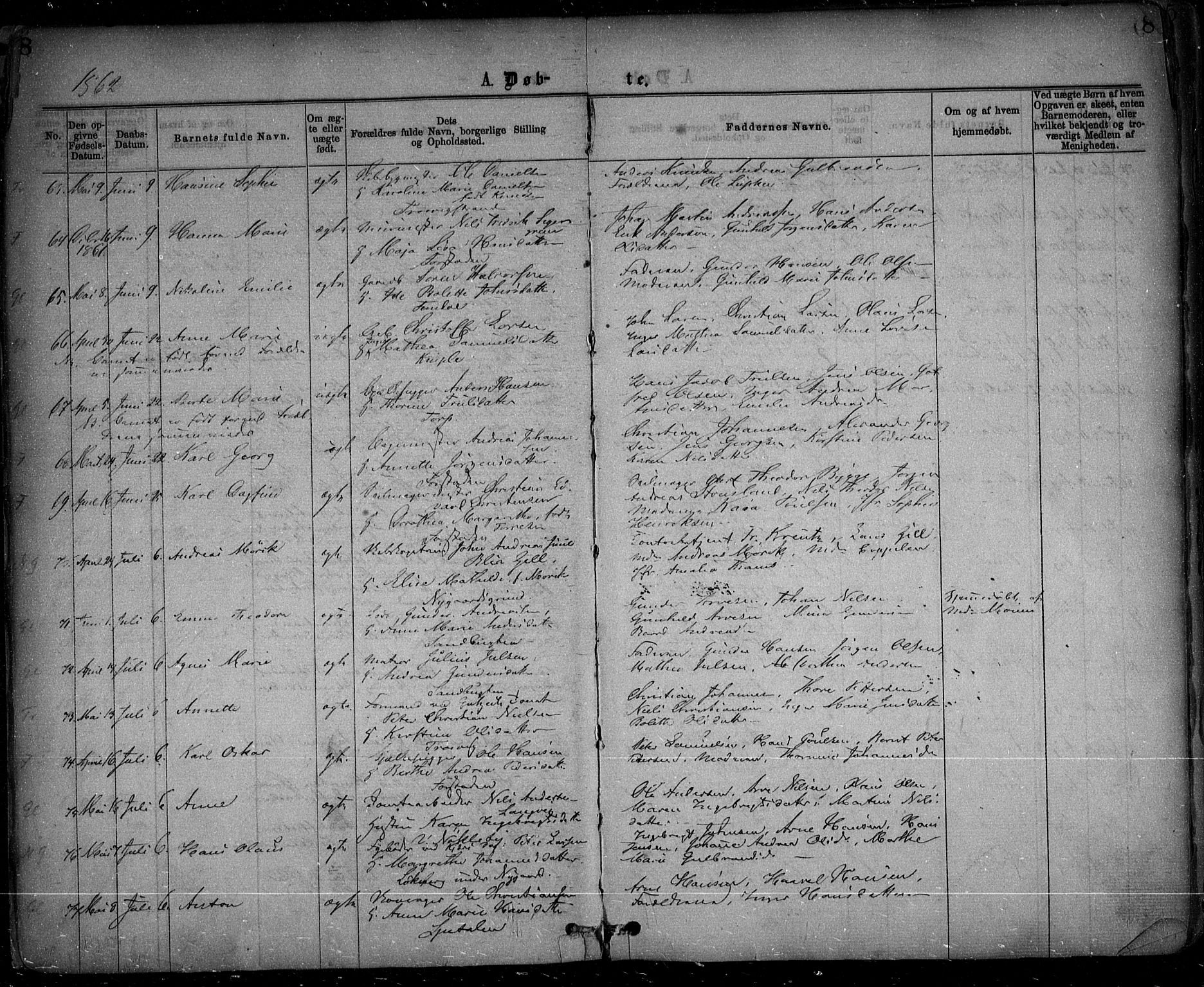 Glemmen prestekontor Kirkebøker, AV/SAO-A-10908/F/Fa/L0008: Parish register (official) no. 8, 1862-1871, p. 8