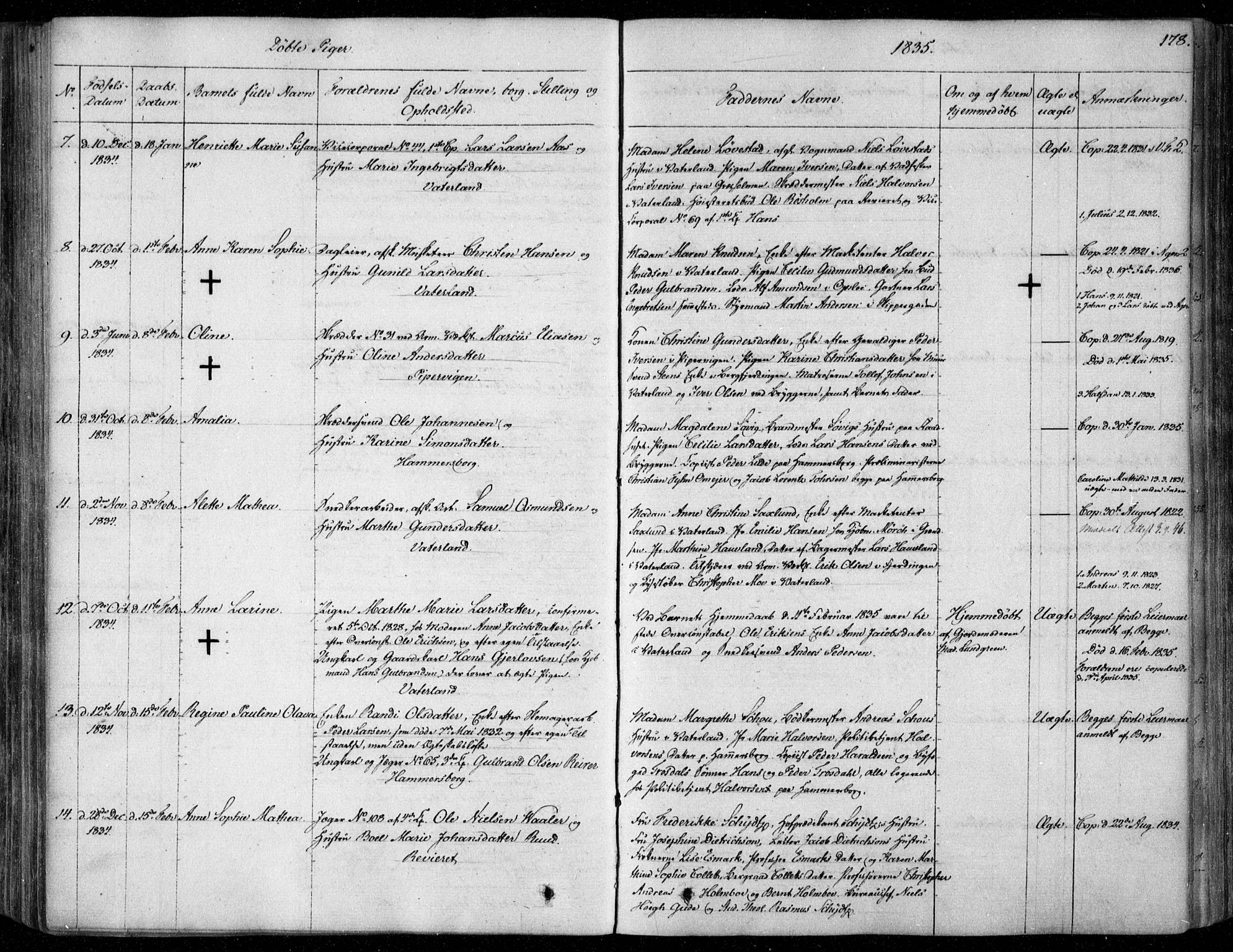 Garnisonsmenigheten Kirkebøker, SAO/A-10846/F/Fa/L0006: Parish register (official) no. 6, 1828-1841, p. 178
