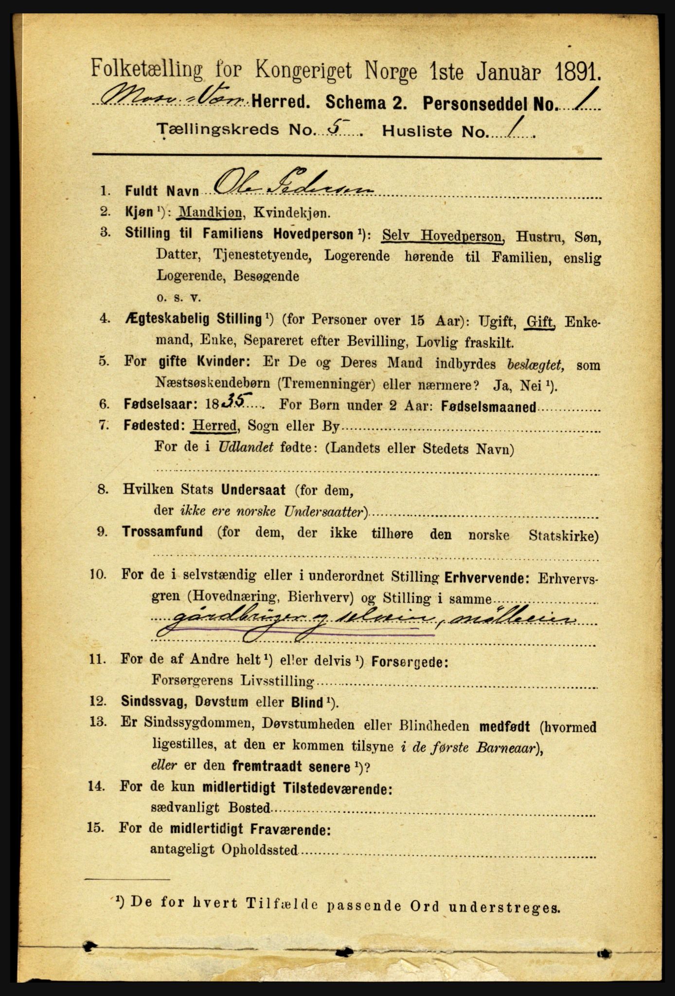 RA, 1891 census for 1723 Mosvik og Verran, 1891, p. 1959