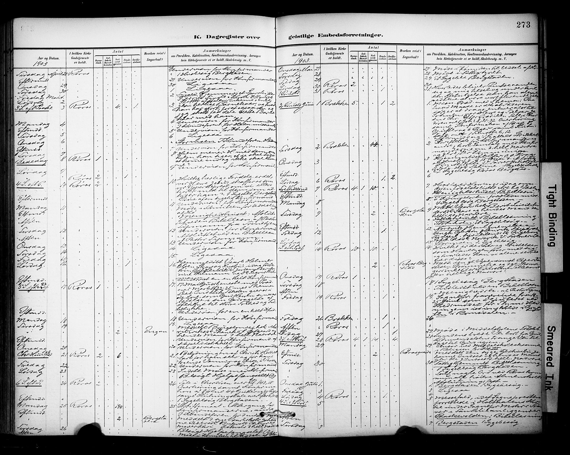 Ministerialprotokoller, klokkerbøker og fødselsregistre - Sør-Trøndelag, AV/SAT-A-1456/681/L0936: Parish register (official) no. 681A14, 1899-1908, p. 273