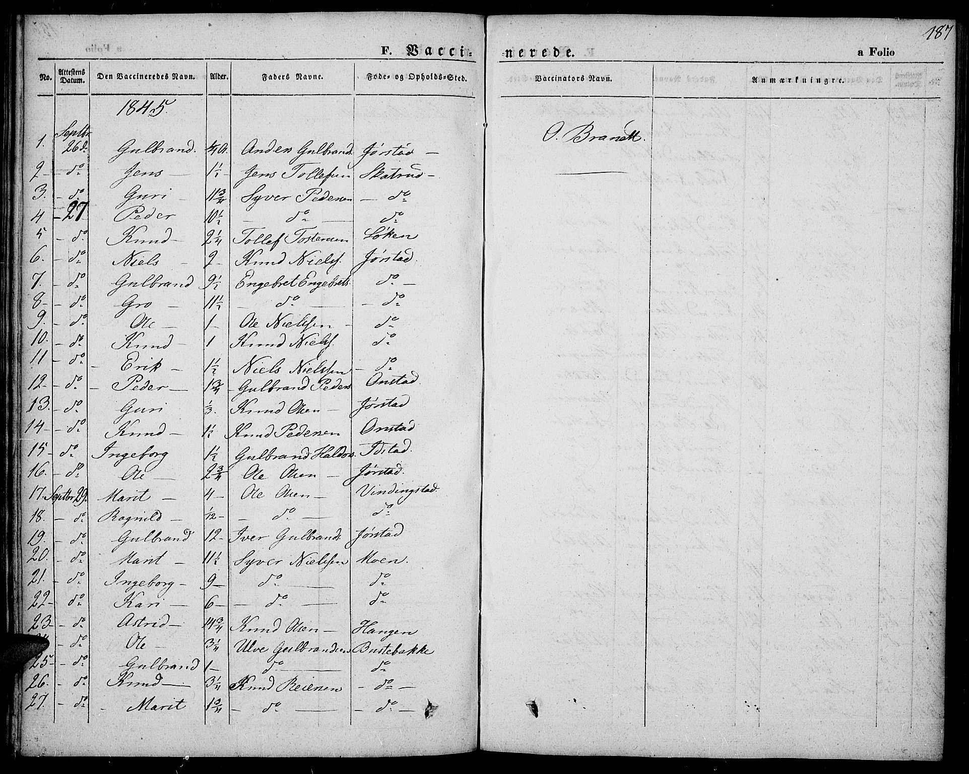 Slidre prestekontor, SAH/PREST-134/H/Ha/Haa/L0004: Parish register (official) no. 4, 1831-1848, p. 187