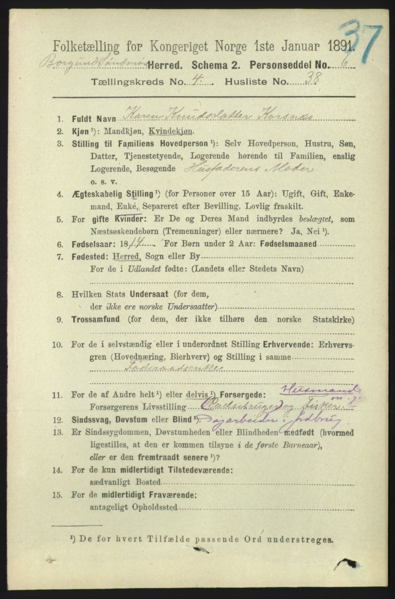 RA, 1891 census for 1531 Borgund, 1891, p. 1218