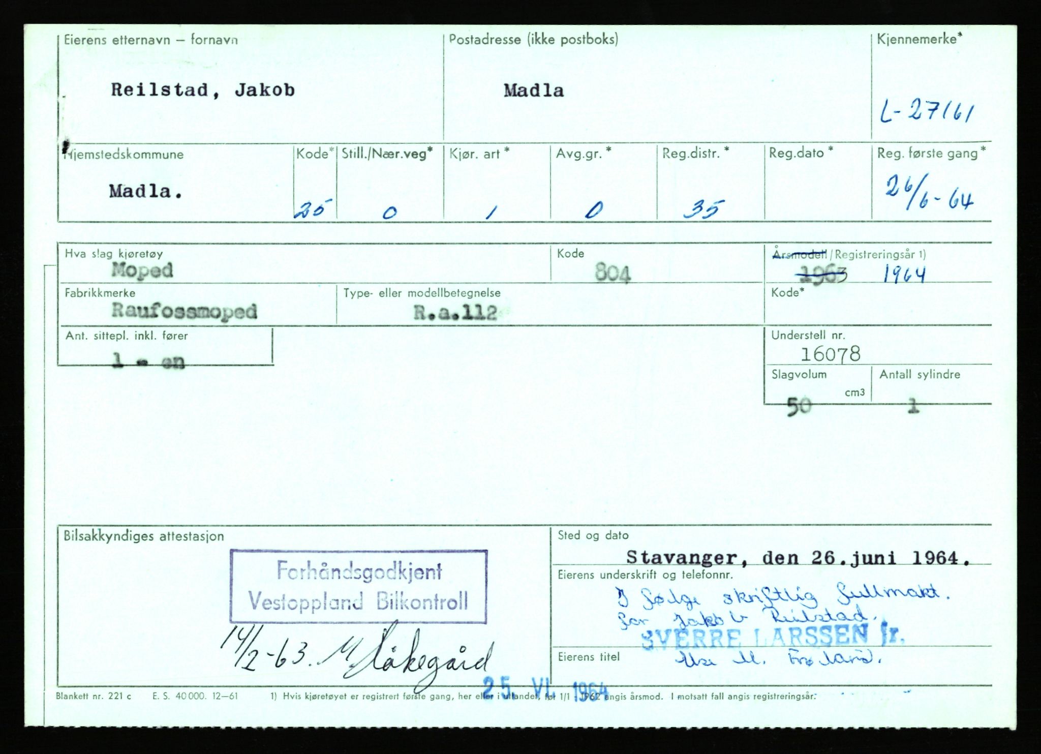 Stavanger trafikkstasjon, AV/SAST-A-101942/0/F/L0045: L-27000 - L-27799, 1930-1971, p. 385