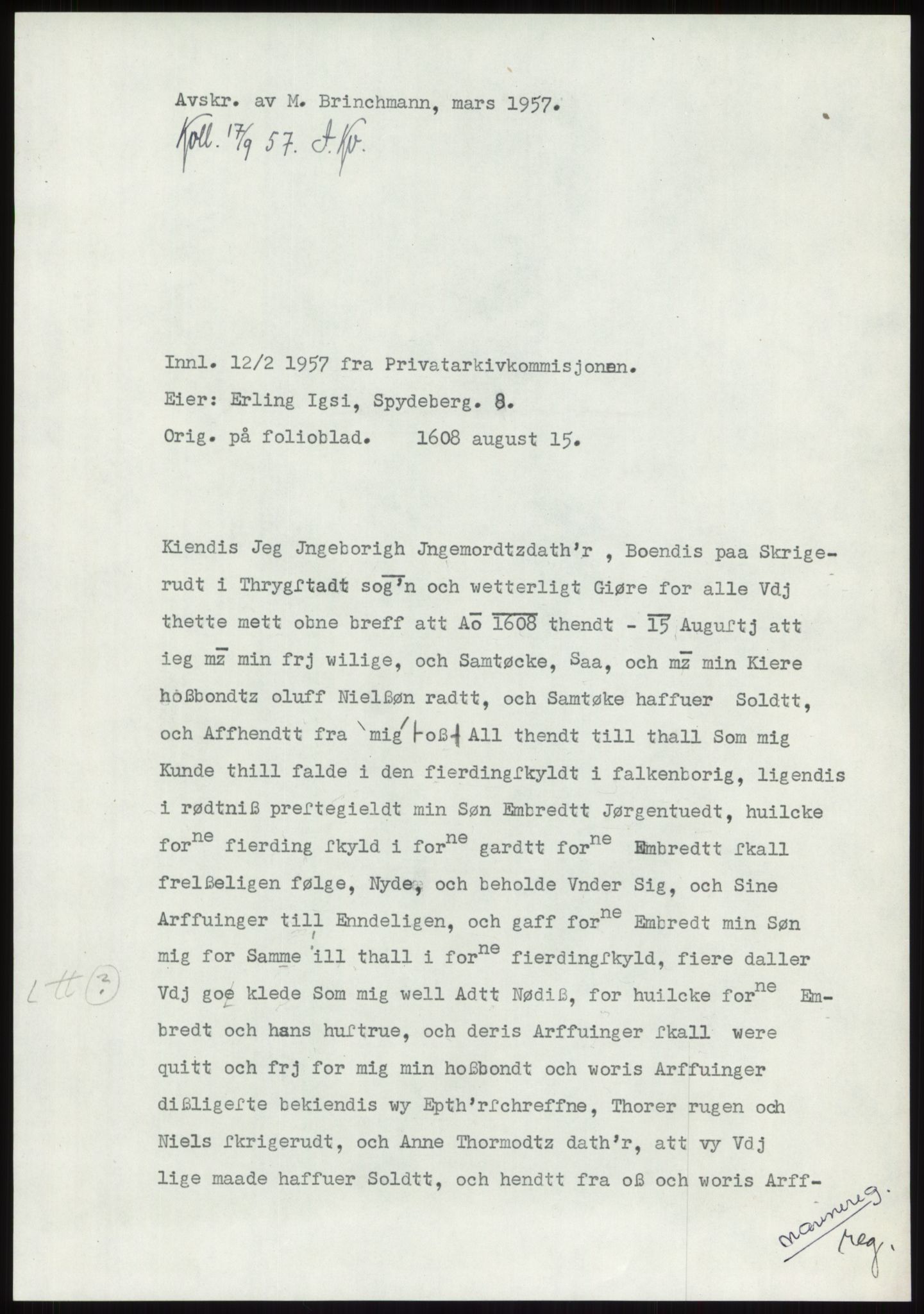 Samlinger til kildeutgivelse, Diplomavskriftsamlingen, AV/RA-EA-4053/H/Ha, p. 366