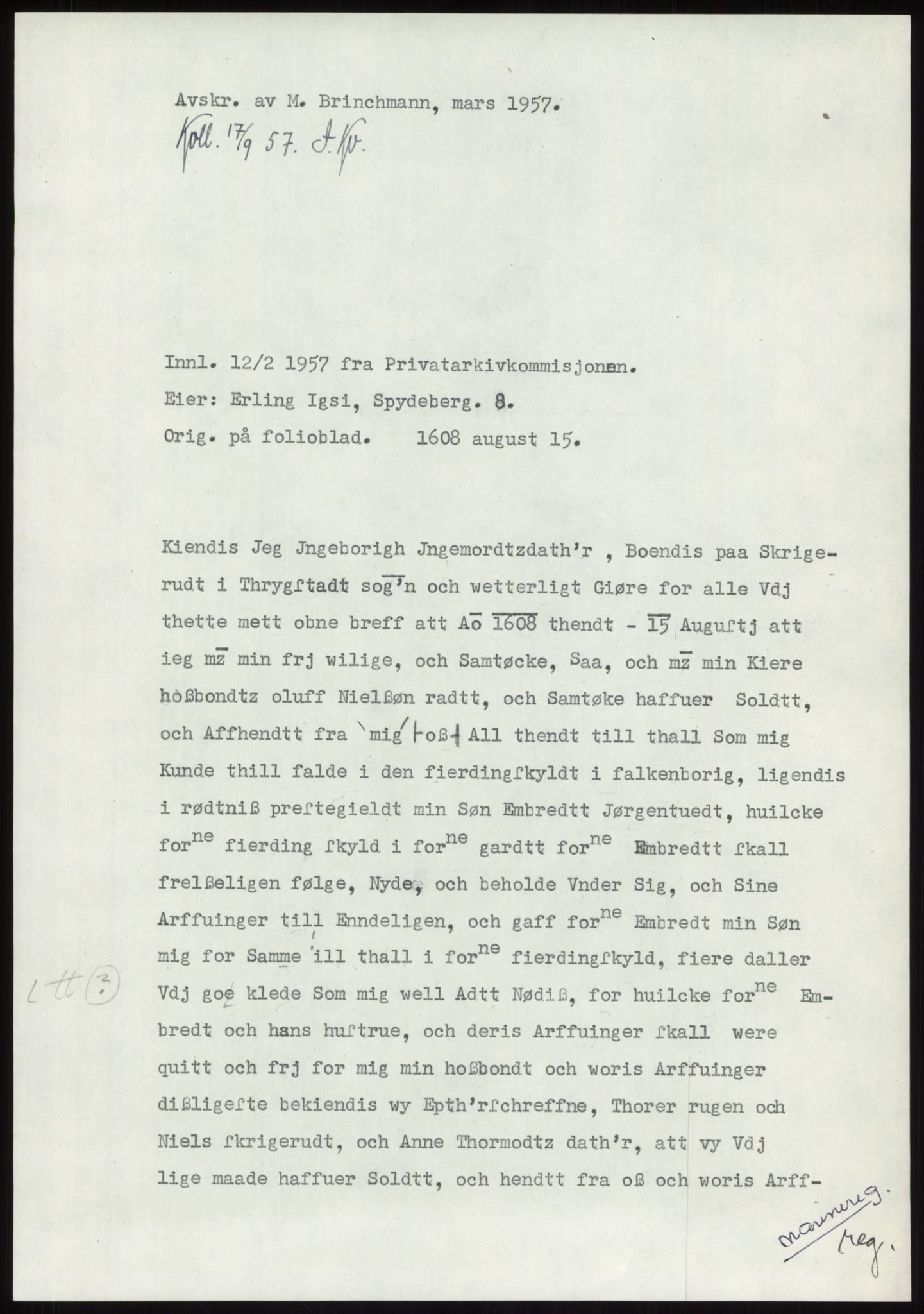 Samlinger til kildeutgivelse, Diplomavskriftsamlingen, RA/EA-4053/H/Ha, p. 366