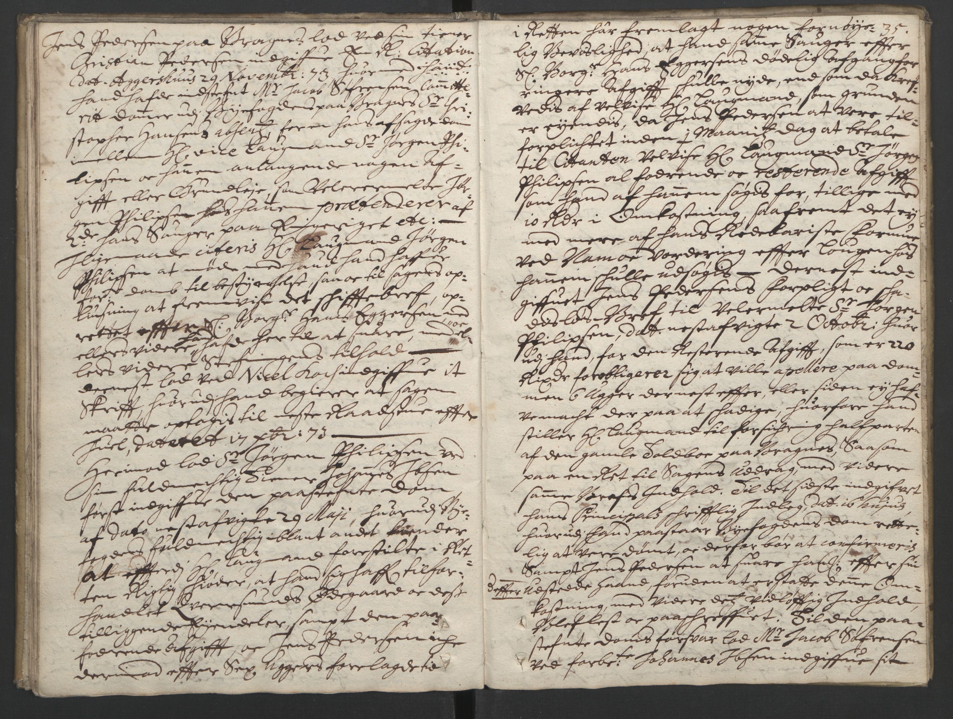 Christiania rådstuerett, AV/SAO-A-11132/F/Fa/L0008: Justisprotokoll, 1673, p. 34b-35a