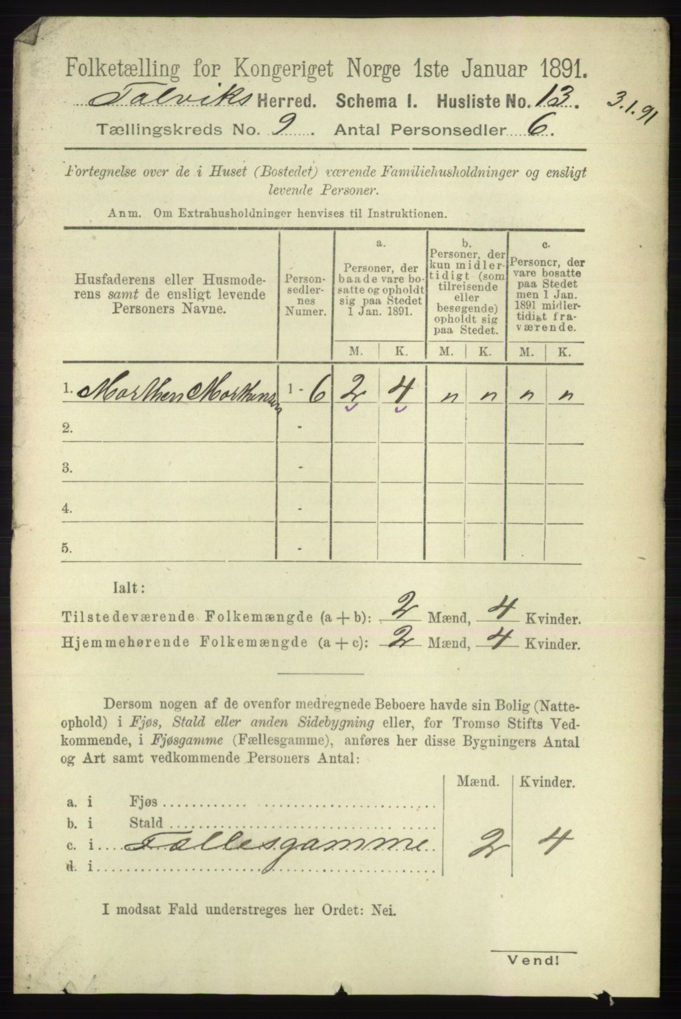 RA, 1891 census for 2013 Talvik, 1891, p. 2156