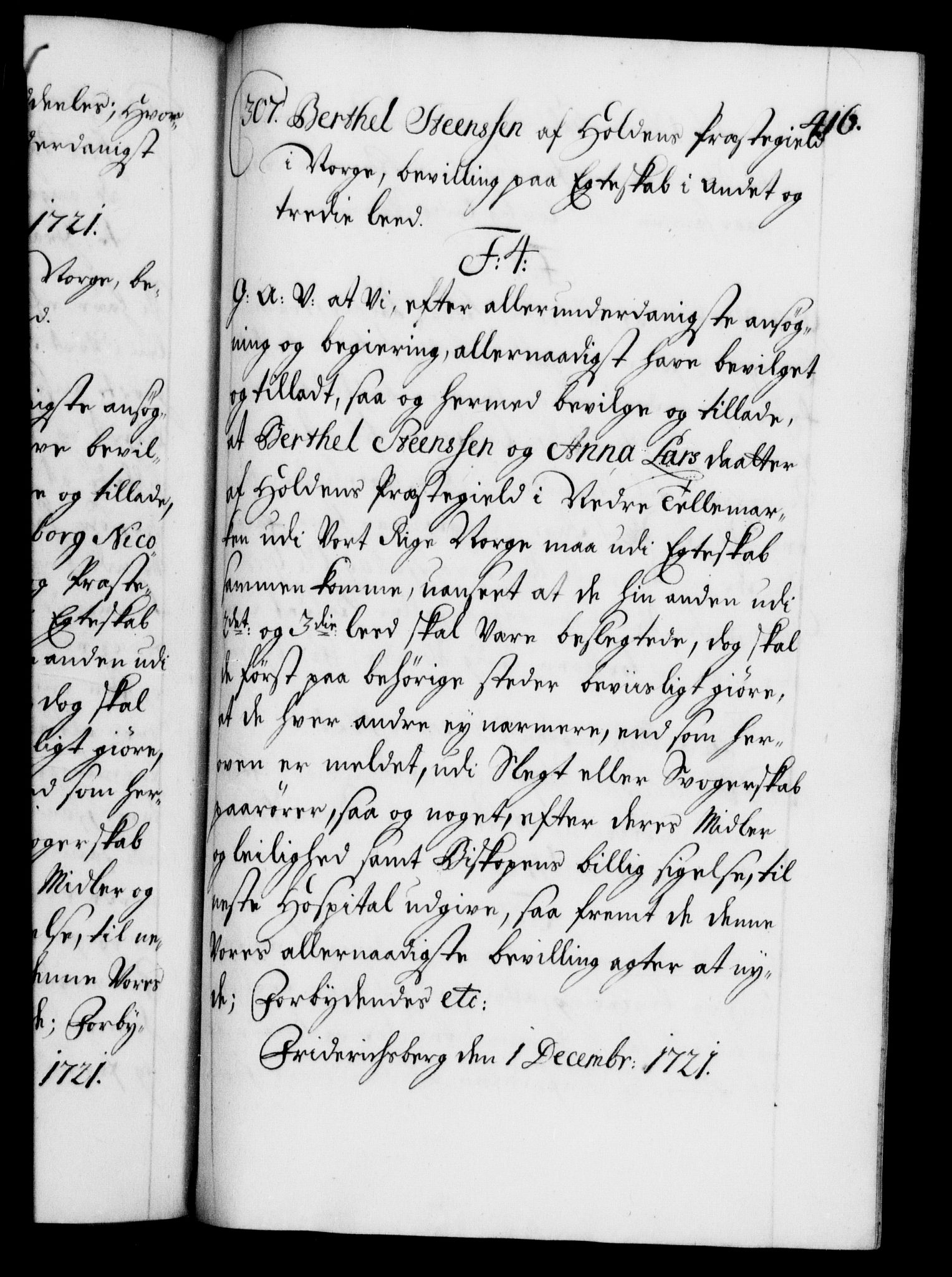 Danske Kanselli 1572-1799, AV/RA-EA-3023/F/Fc/Fca/Fcaa/L0023: Norske registre, 1720-1722, p. 416a