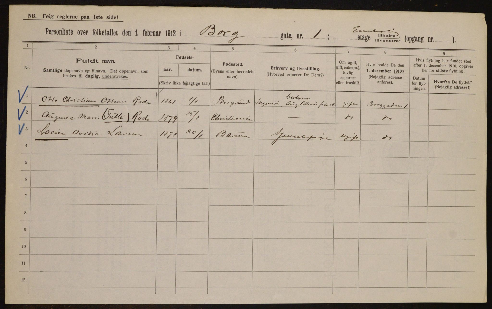 OBA, Municipal Census 1912 for Kristiania, 1912, p. 7559