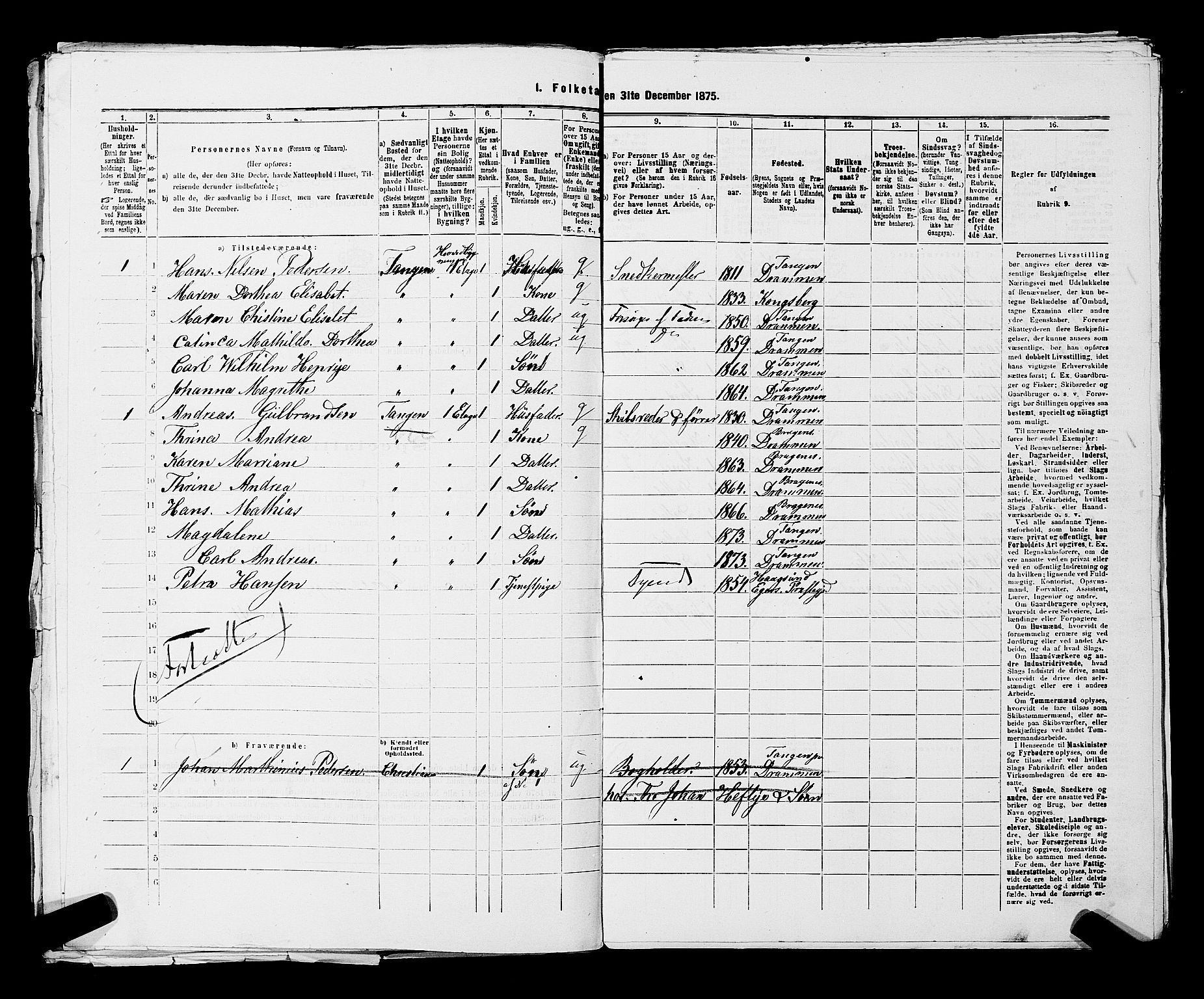 SAKO, 1875 census for 0602 Drammen, 1875, p. 3478