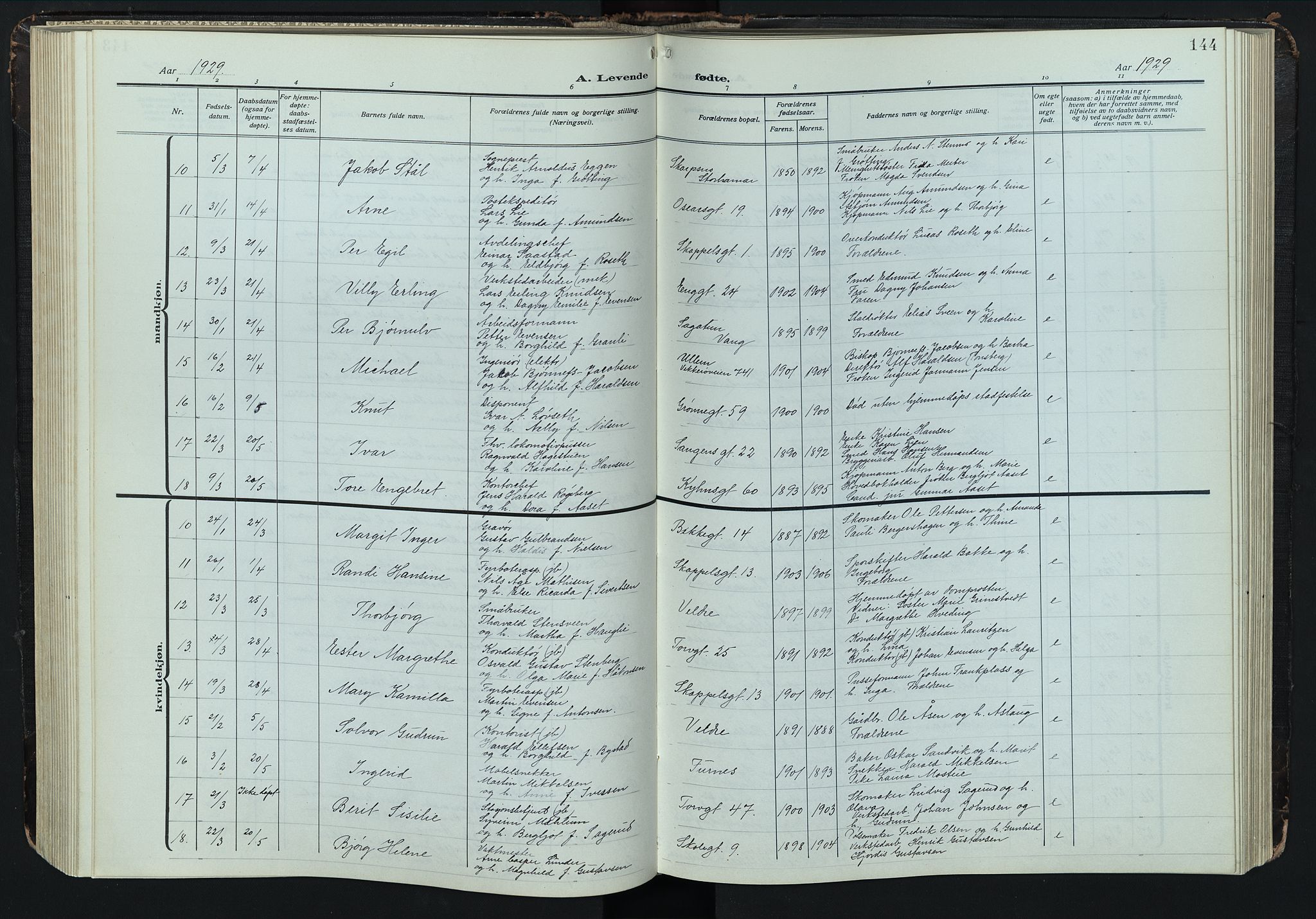 Hamar prestekontor, AV/SAH-DOMPH-002/H/Ha/Hab/L0004: Parish register (copy) no. 4, 1915-1942, p. 144