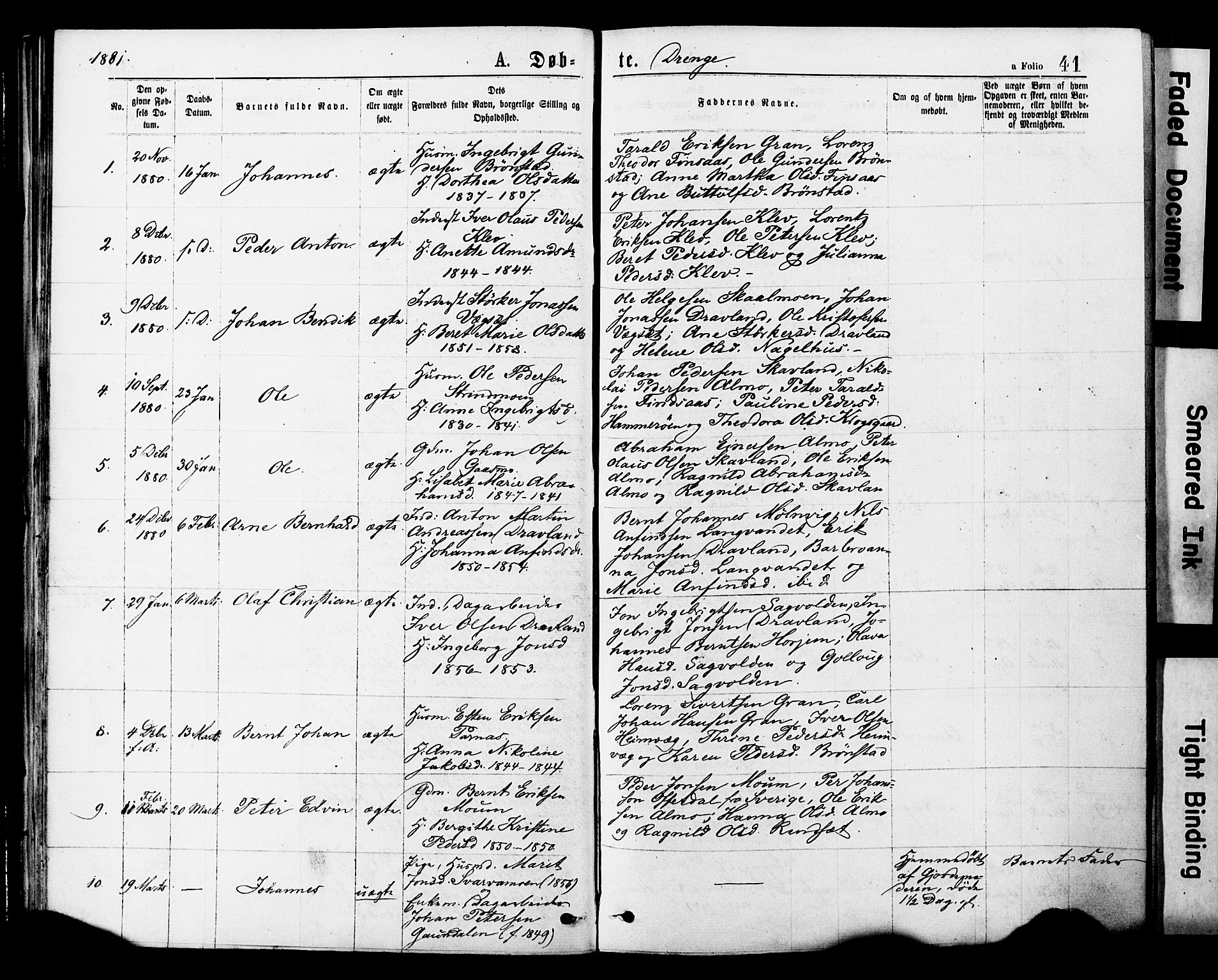 Ministerialprotokoller, klokkerbøker og fødselsregistre - Nord-Trøndelag, SAT/A-1458/749/L0473: Parish register (official) no. 749A07, 1873-1887, p. 41