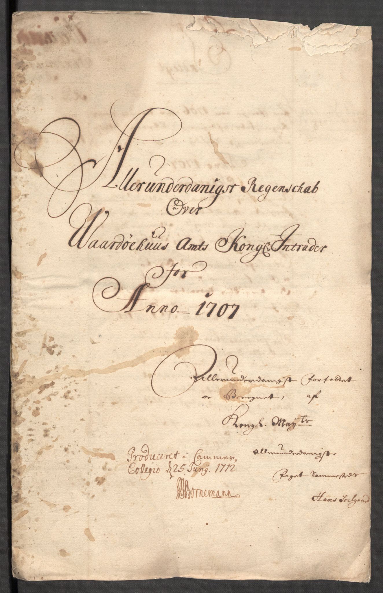 Rentekammeret inntil 1814, Reviderte regnskaper, Fogderegnskap, RA/EA-4092/R69/L4854: Fogderegnskap Finnmark/Vardøhus, 1707-1708, p. 4