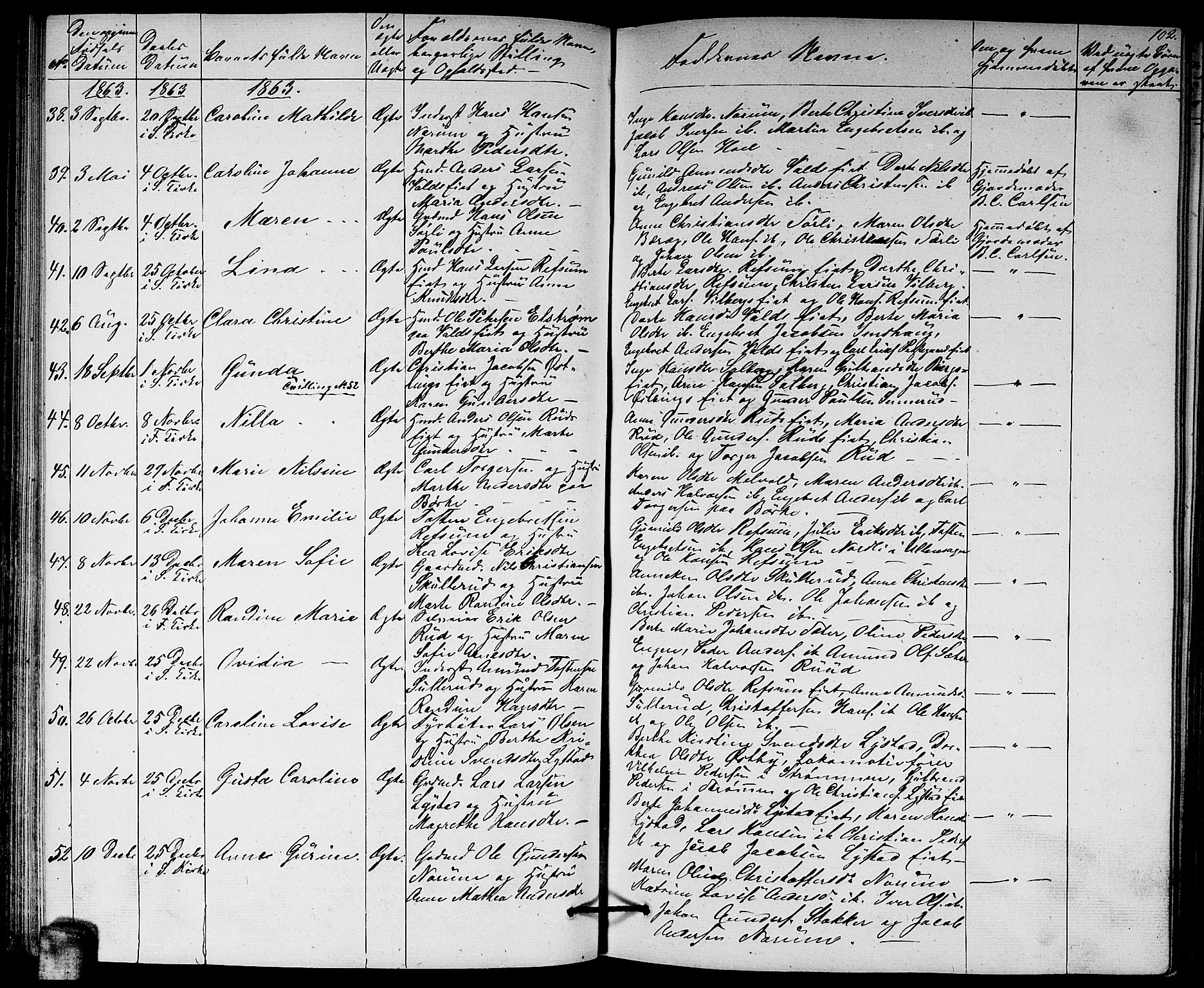 Sørum prestekontor Kirkebøker, AV/SAO-A-10303/G/Ga/L0003: Parish register (copy) no. I 3, 1846-1863, p. 102