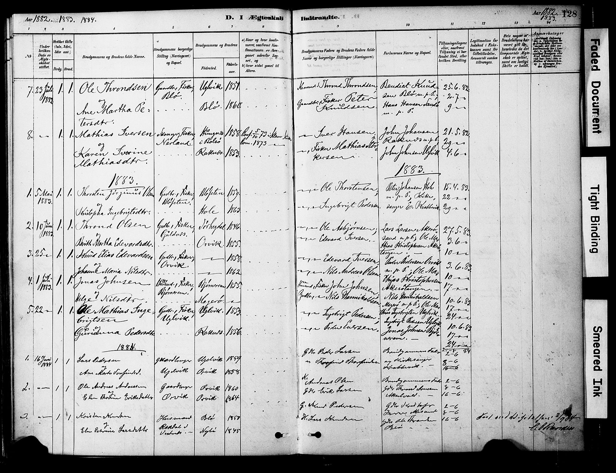 Ministerialprotokoller, klokkerbøker og fødselsregistre - Møre og Romsdal, SAT/A-1454/563/L0736: Parish register (official) no. 563A01, 1878-1903, p. 128