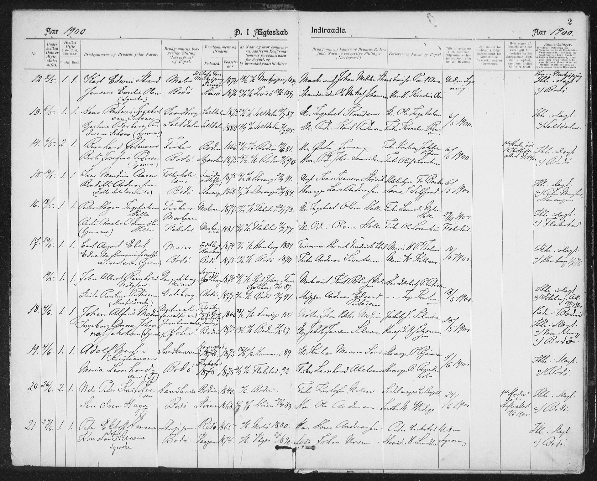 Ministerialprotokoller, klokkerbøker og fødselsregistre - Nordland, AV/SAT-A-1459/801/L0012: Parish register (official) no. 801A12, 1900-1916, p. 2