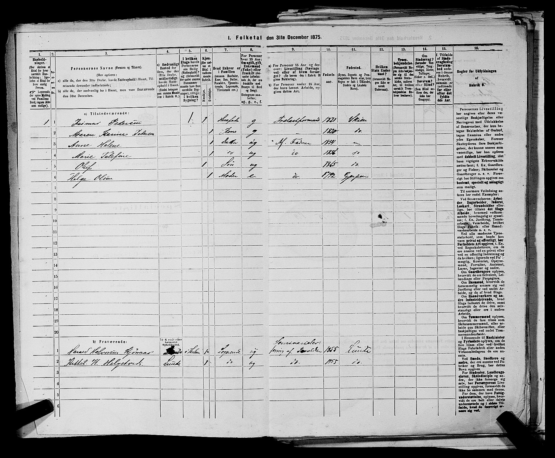 SAKO, 1875 census for 0806P Skien, 1875, p. 687