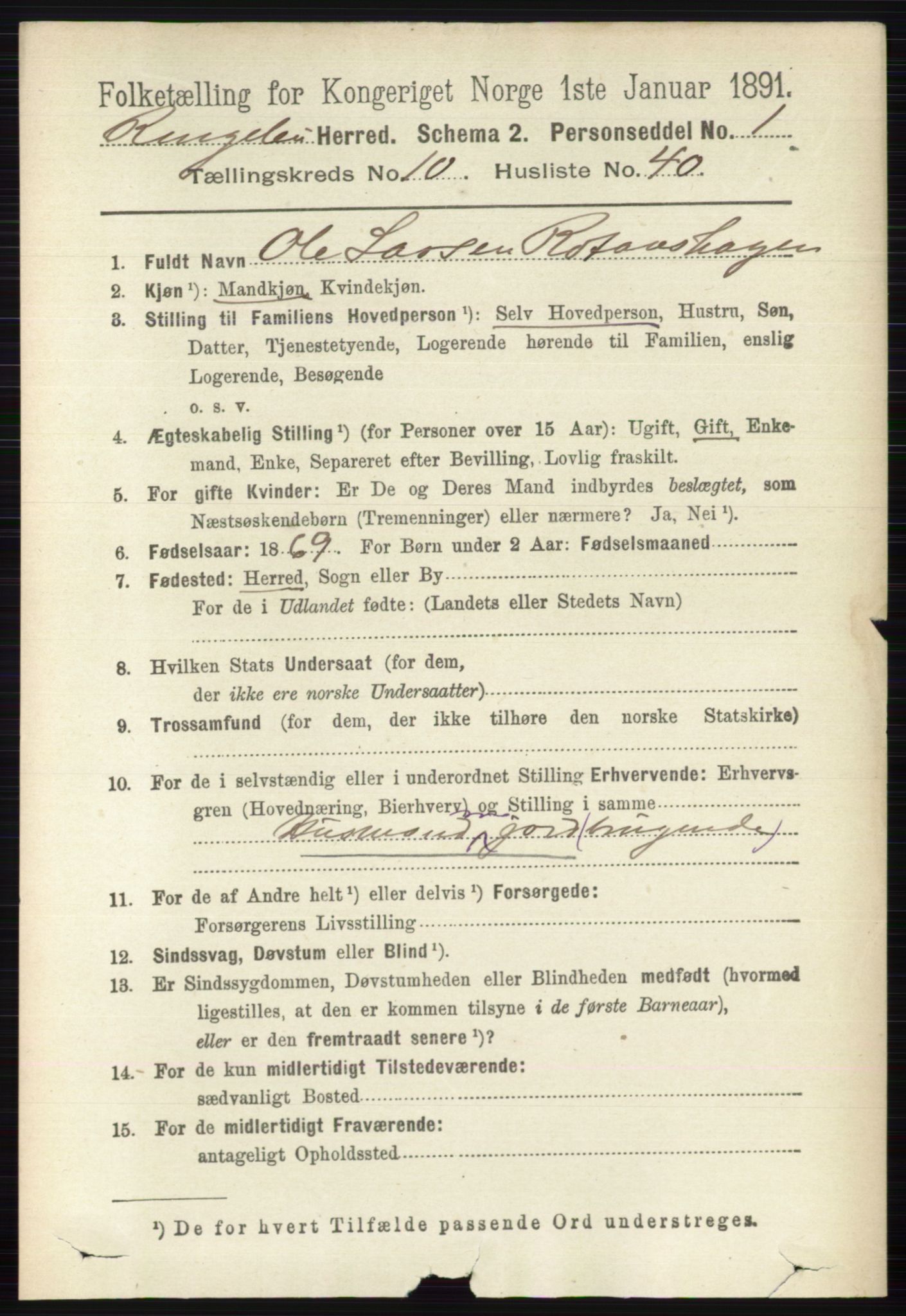 RA, 1891 census for 0520 Ringebu, 1891, p. 5107