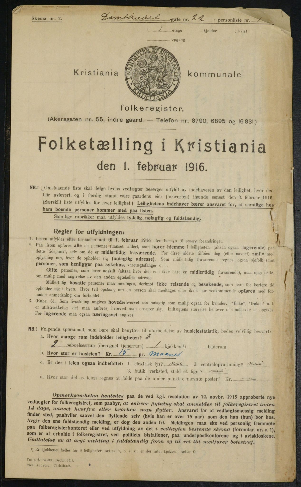 OBA, Municipal Census 1916 for Kristiania, 1916, p. 14617