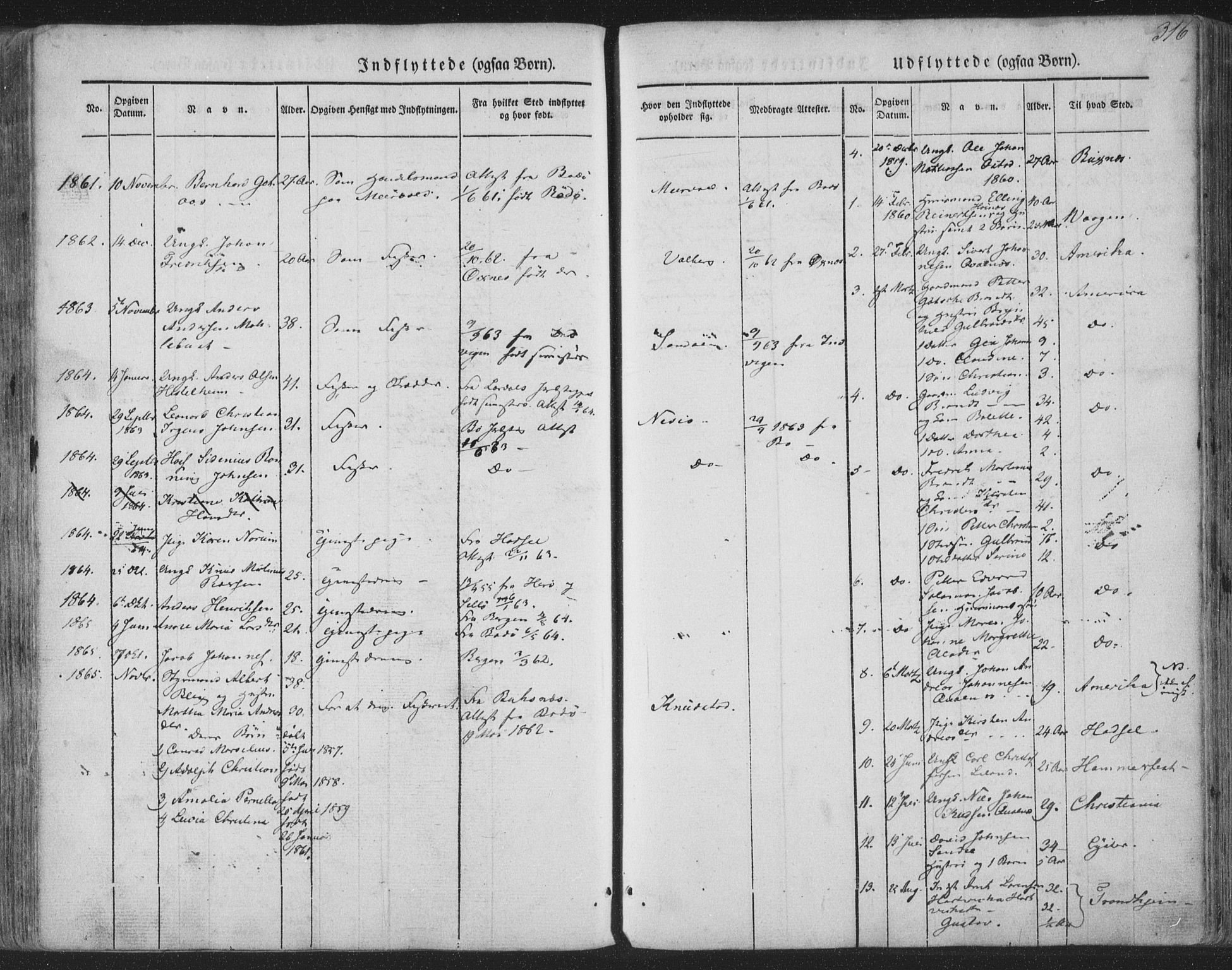 Ministerialprotokoller, klokkerbøker og fødselsregistre - Nordland, AV/SAT-A-1459/880/L1131: Parish register (official) no. 880A05, 1844-1868, p. 316