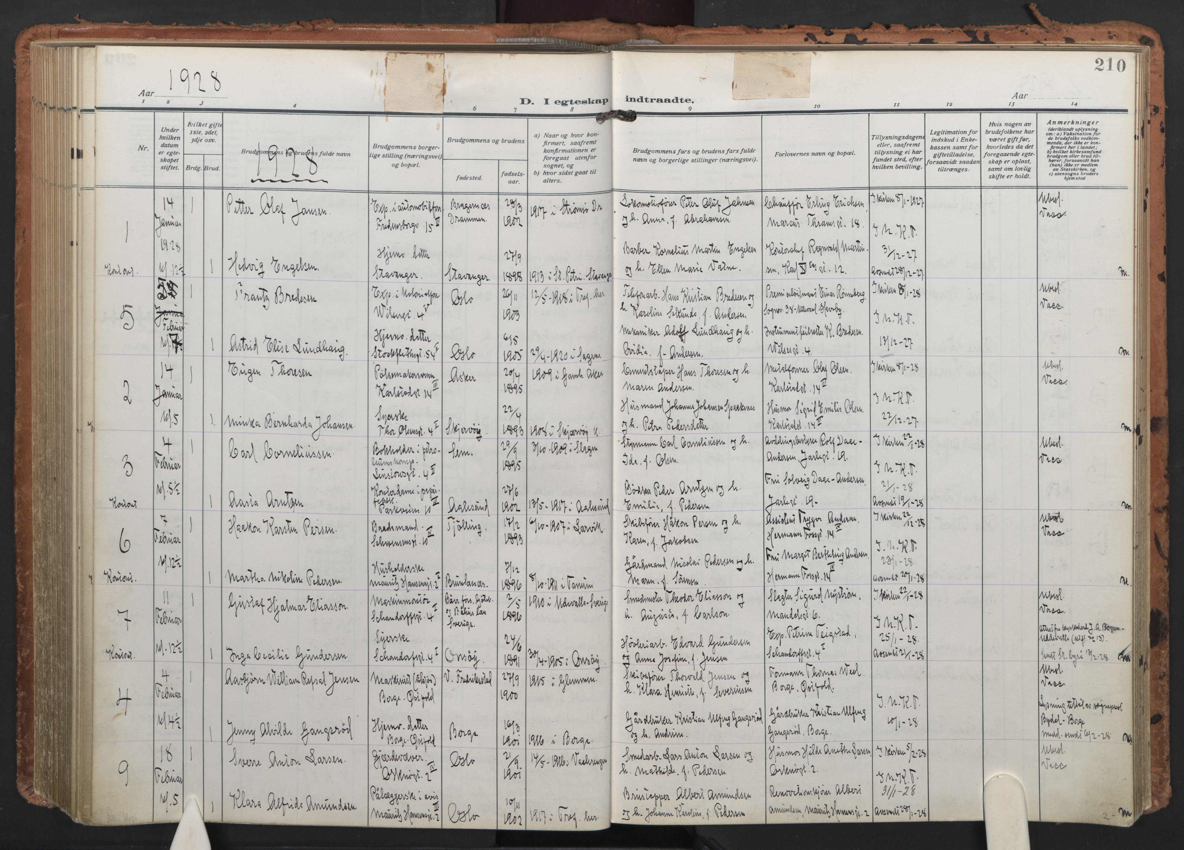 Trefoldighet prestekontor Kirkebøker, AV/SAO-A-10882/F/Fc/L0008: Parish register (official) no. III 8, 1920-1932, p. 210