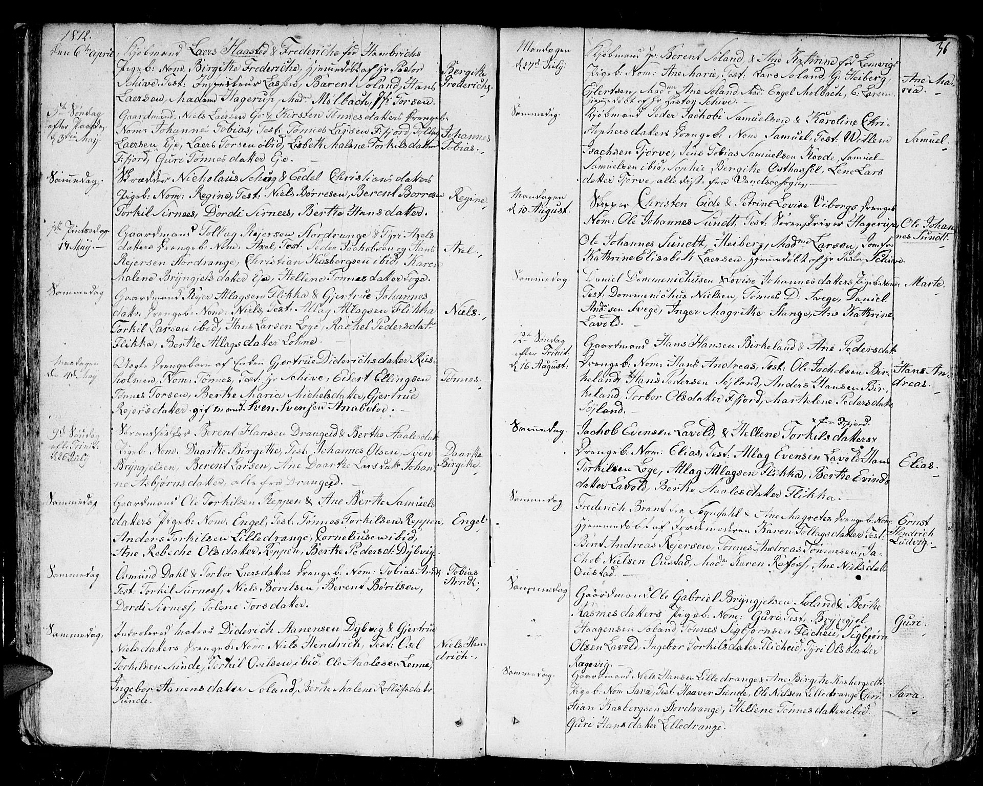 Flekkefjord sokneprestkontor, SAK/1111-0012/F/Fb/Fbc/L0002: Parish register (copy) no. B 2, 1801-1816, p. 36