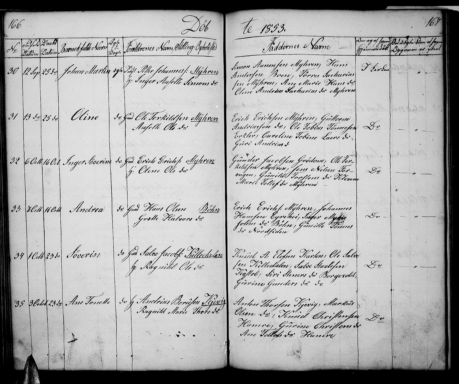 Tveit sokneprestkontor, AV/SAK-1111-0043/F/Fb/L0002: Parish register (copy) no. B 2, 1835-1854, p. 166-167