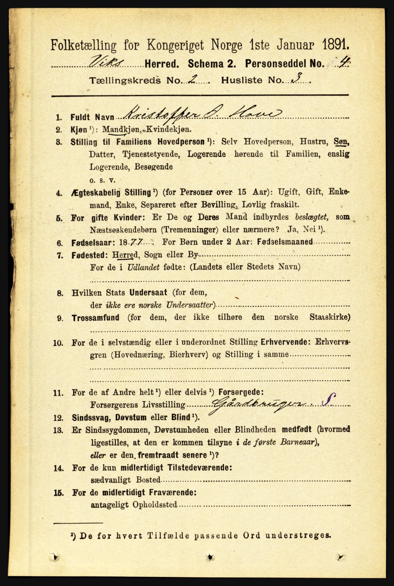 RA, 1891 census for 1417 Vik, 1891, p. 720