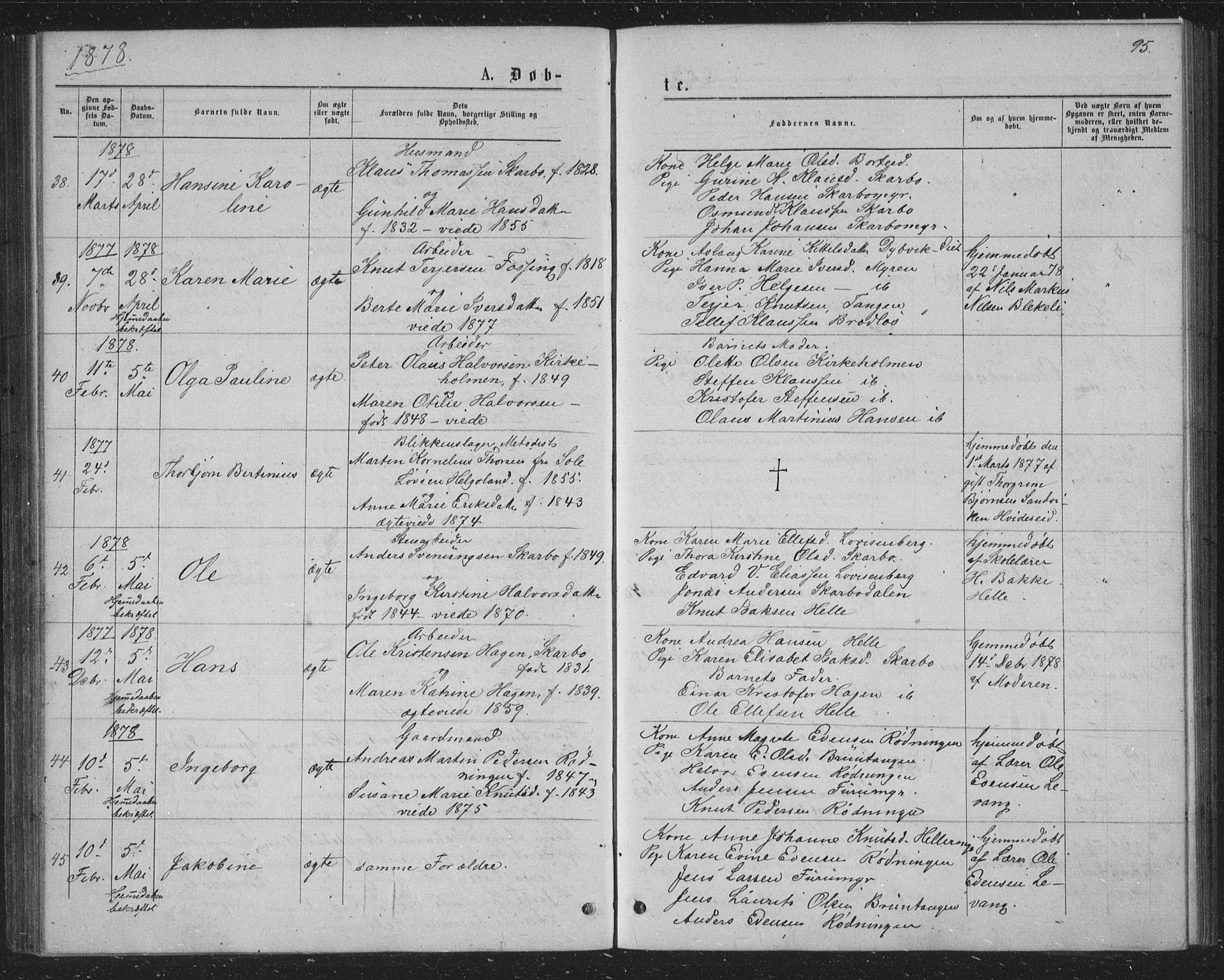 Skåtøy kirkebøker, AV/SAKO-A-304/G/Ga/L0002: Parish register (copy) no. I 2, 1872-1884, p. 95