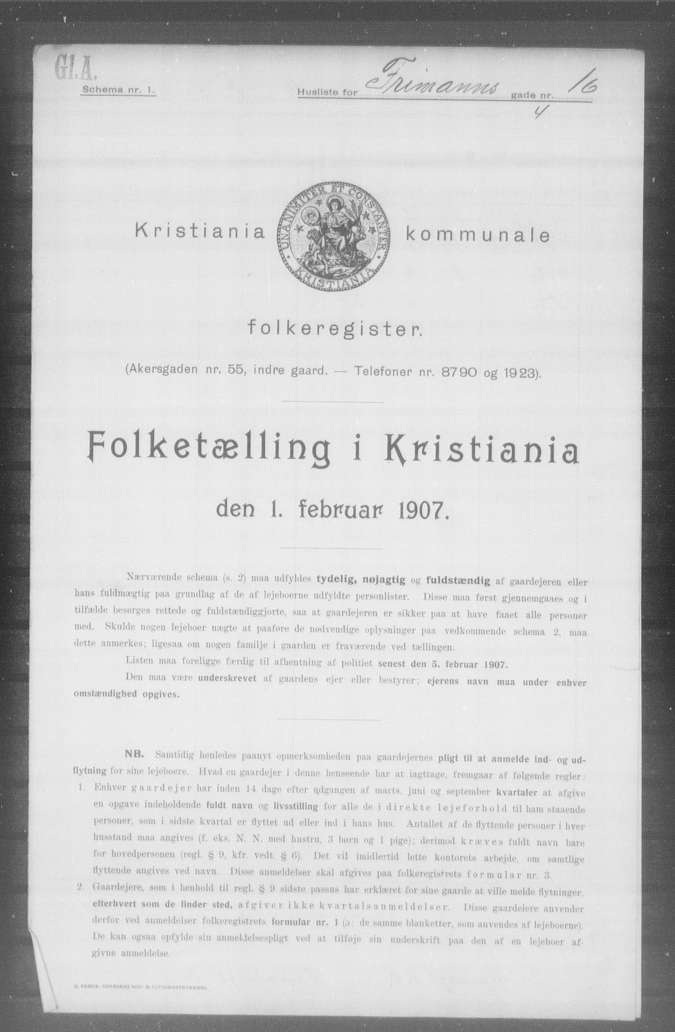 OBA, Municipal Census 1907 for Kristiania, 1907, p. 13650